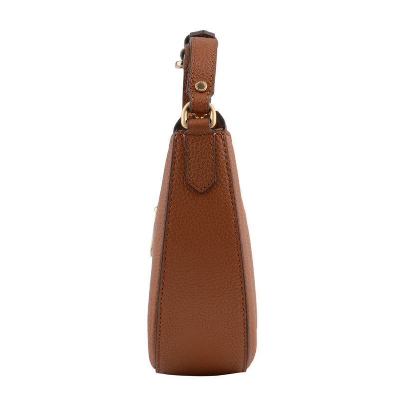 Calfskin leather shoulder bag Brown