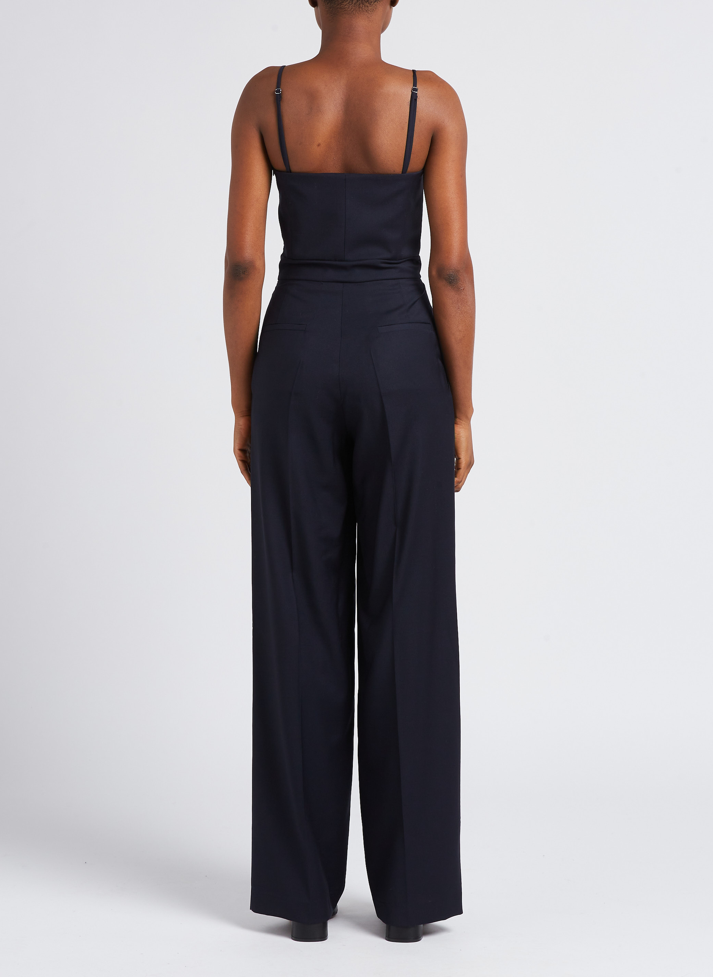 Rechte, strapless jumpsuit | scheerwolblend MARGAUX LONNBERG Blauw