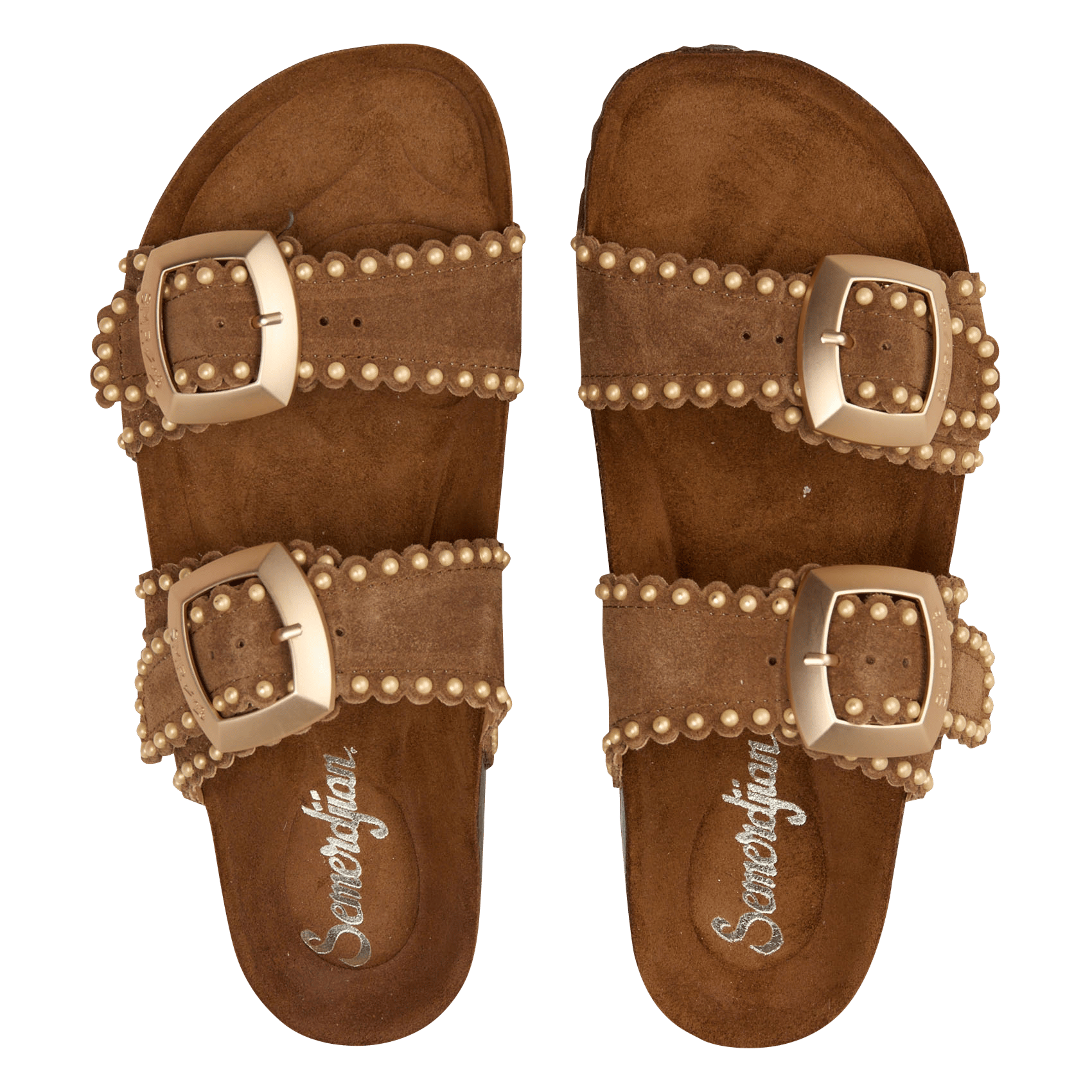 Sandales plates à brides en cuir SEMERDJIAN - SMR Marron