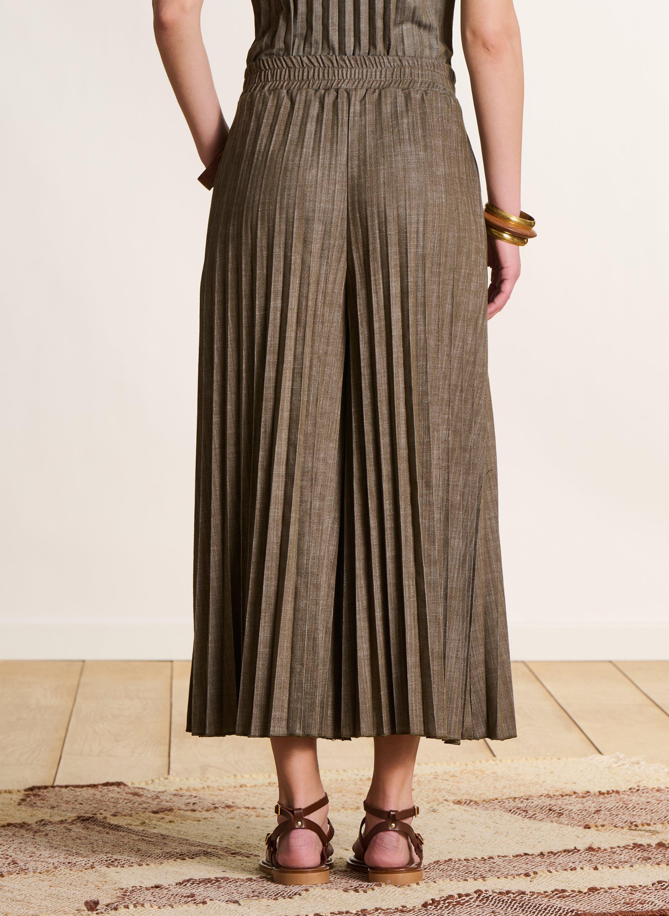 Weite plissierte Hose aus Baumwollmischung LA FEE MARABOUTEE Grun