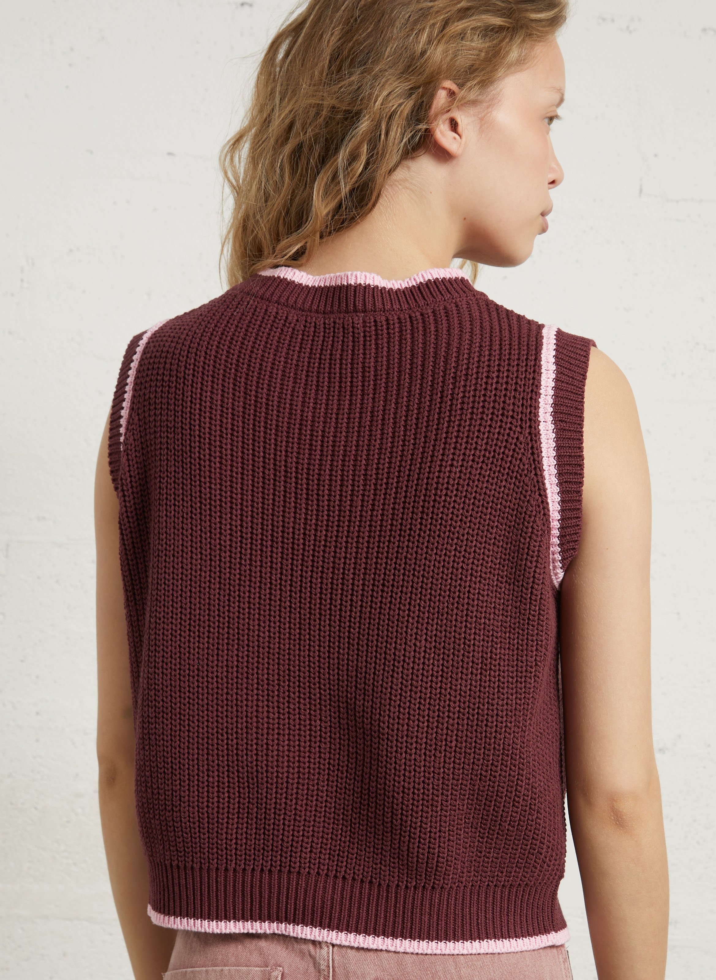 Straight cotton-blend sweater with round neck DR BLOOM Purple