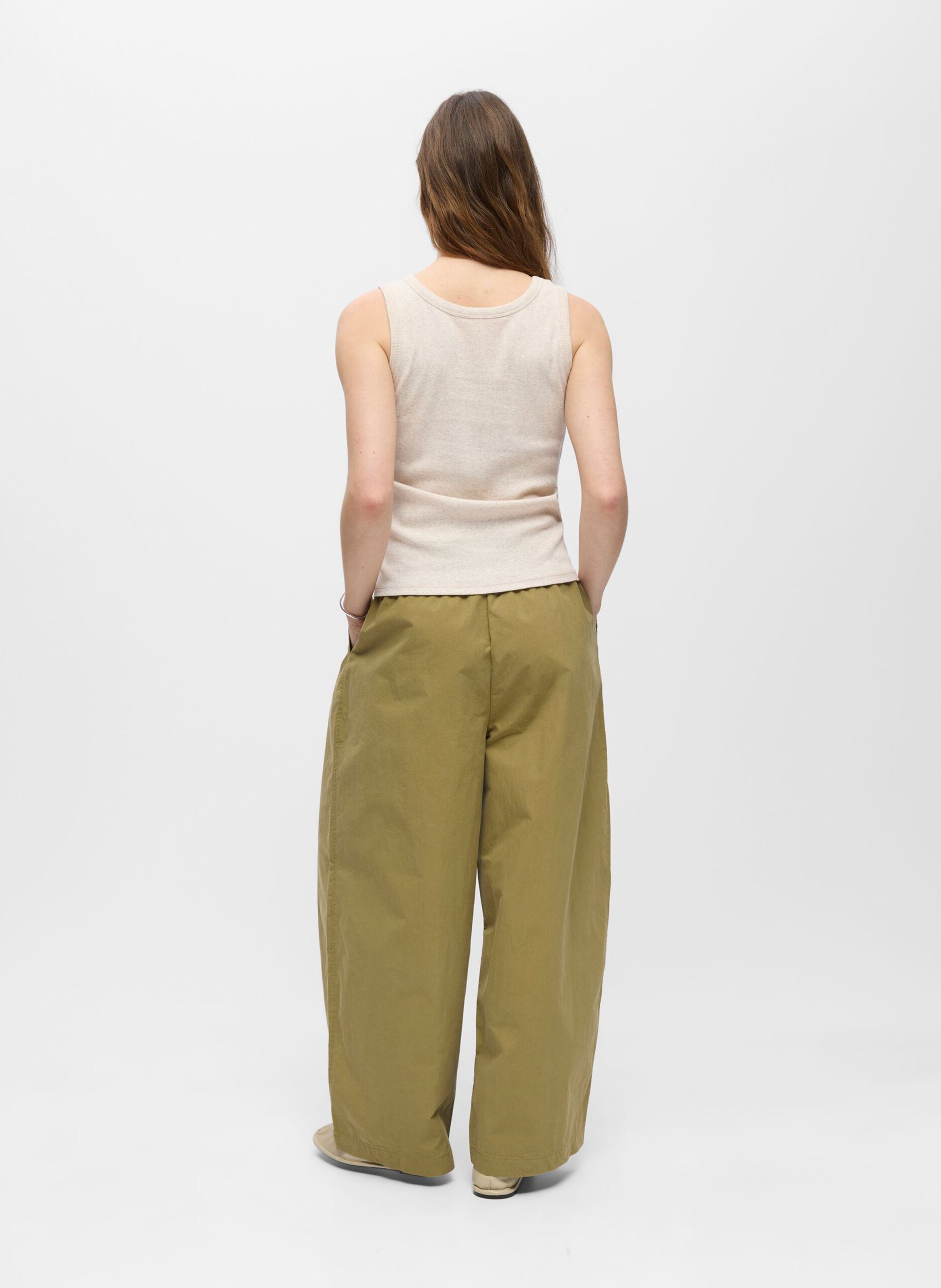 Débardeur droit col rond en coton bio mélangé OBJECT Marron