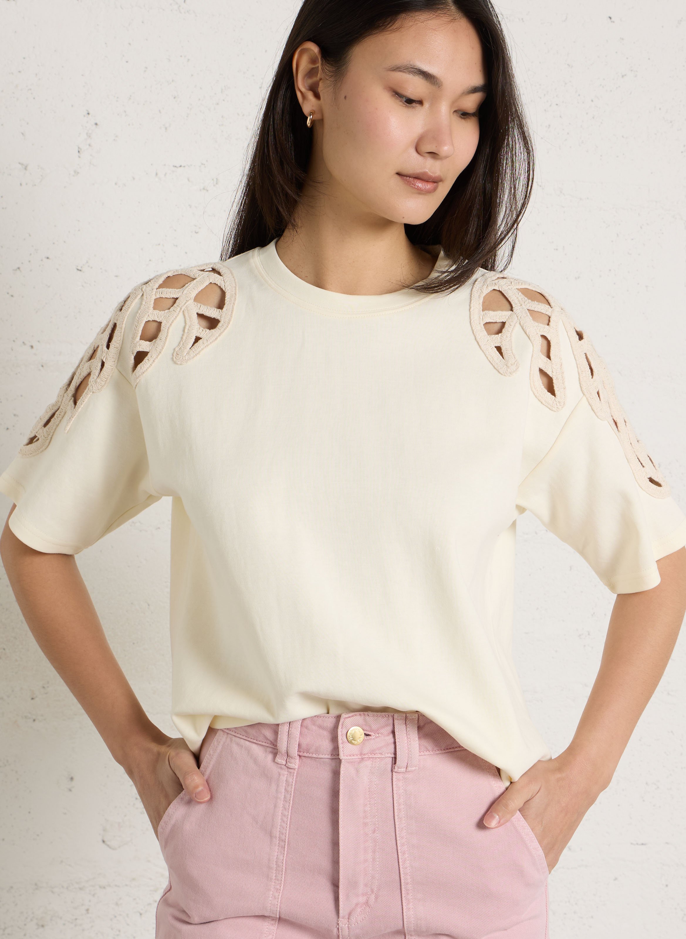 T-shirt ample col rond en coton mélangé LA PETITE ETOILE