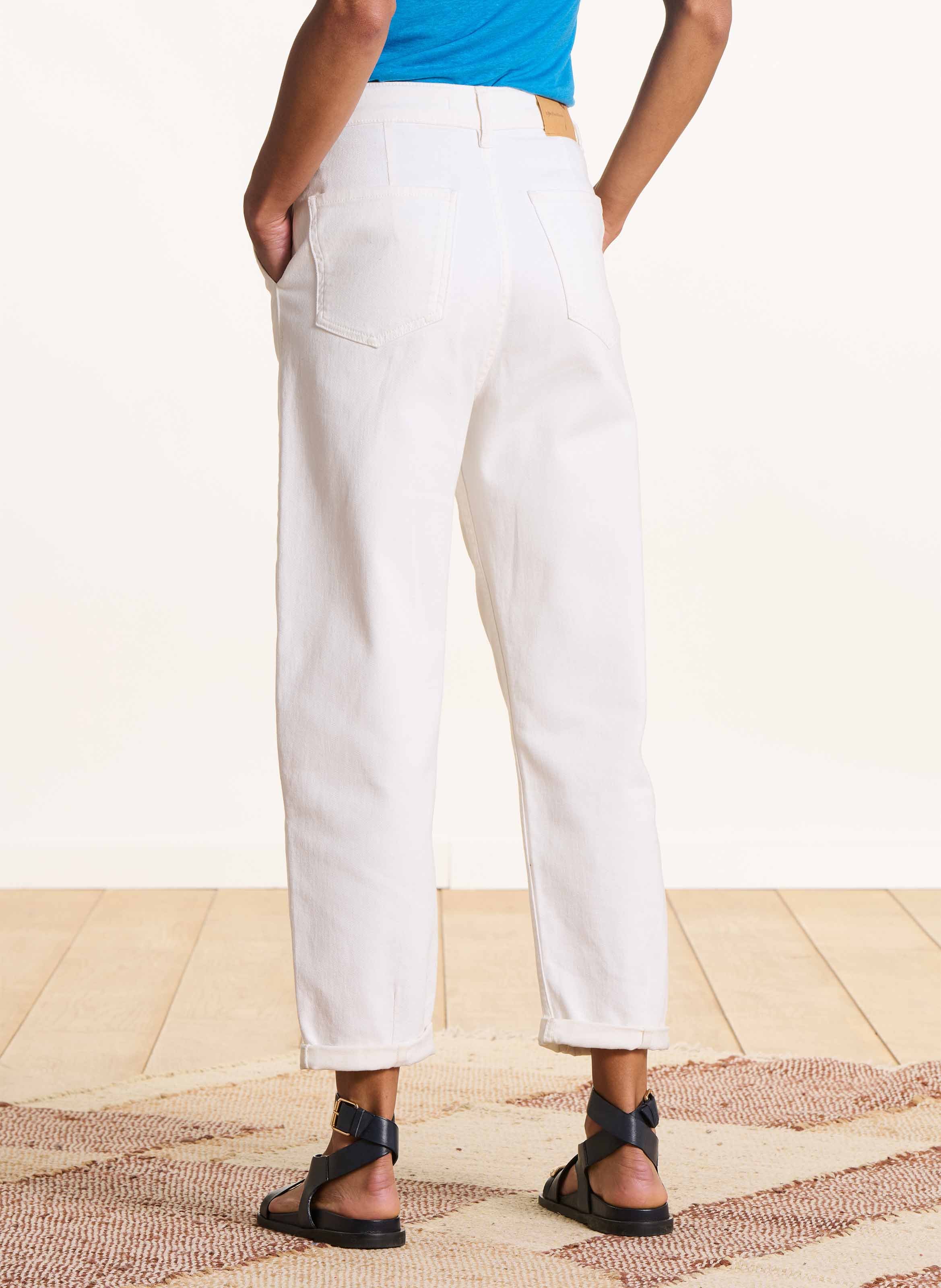 High Waist Mom Jeans aus Bio-Baumwoll-Mix LA FEE MARABOUTEE Weiss