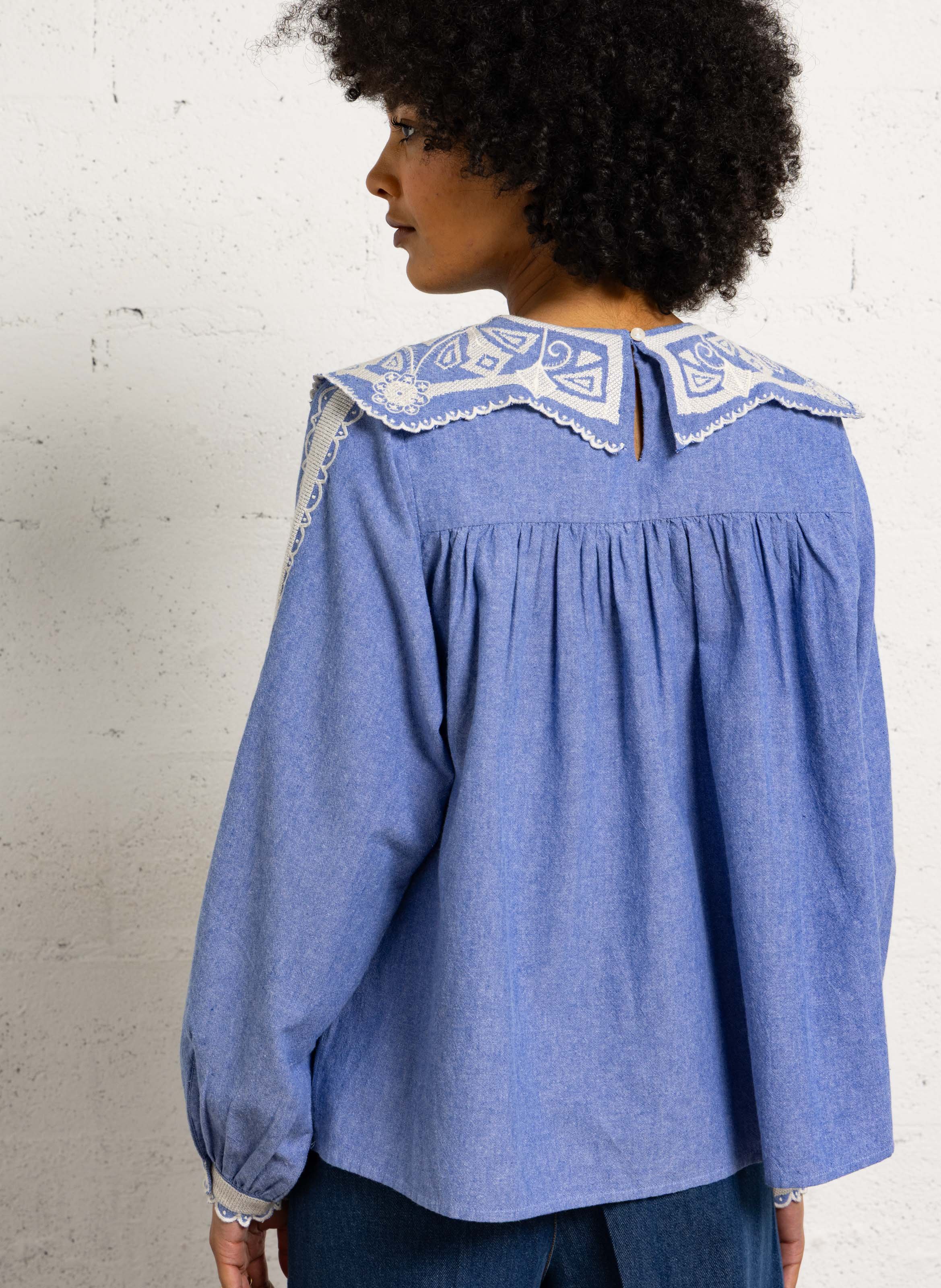 Blouse col rond en coton bio LOUISE MISHA Bleu