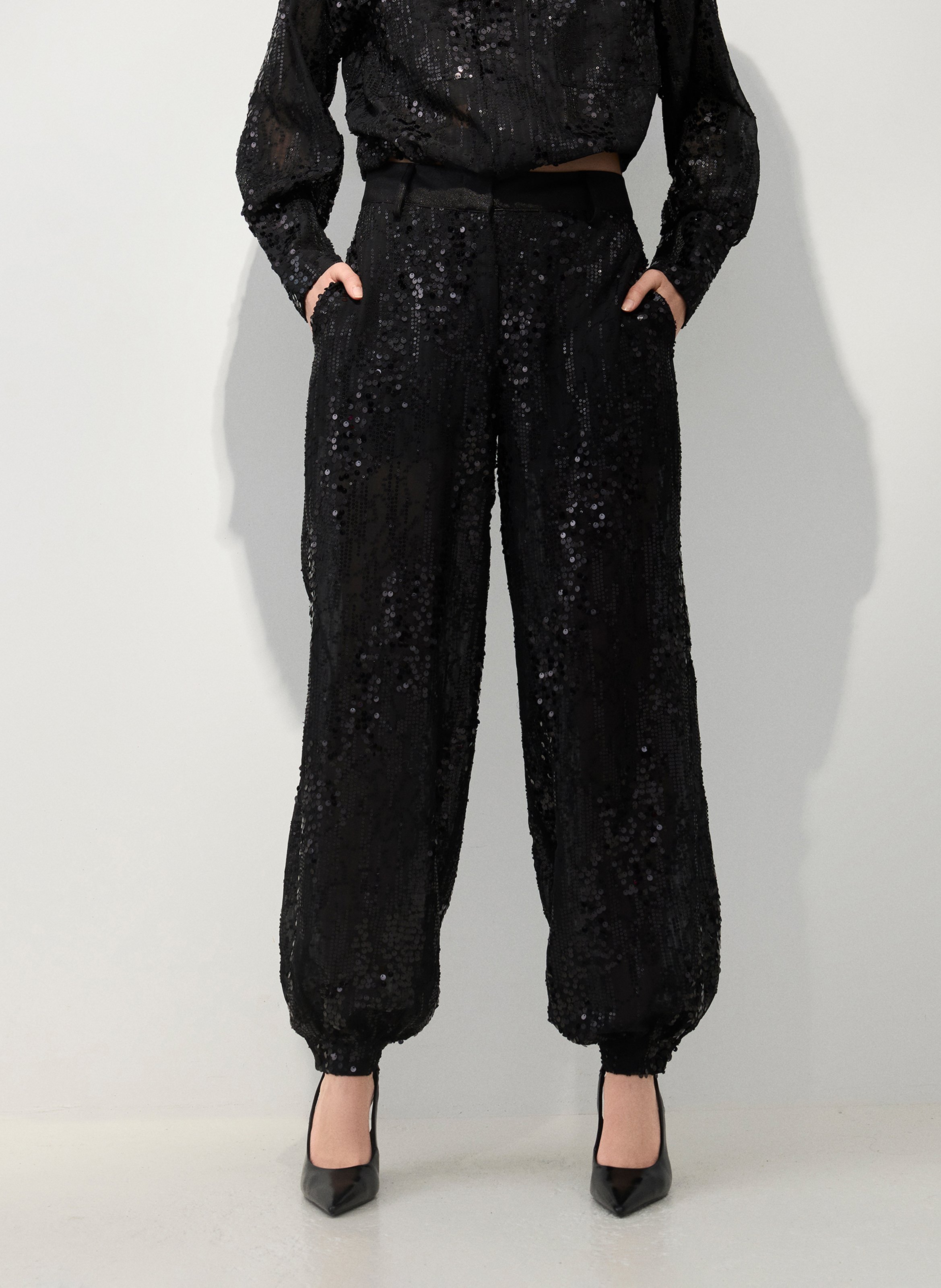 Embroidered balloon pants ROUGE EDIT Grey