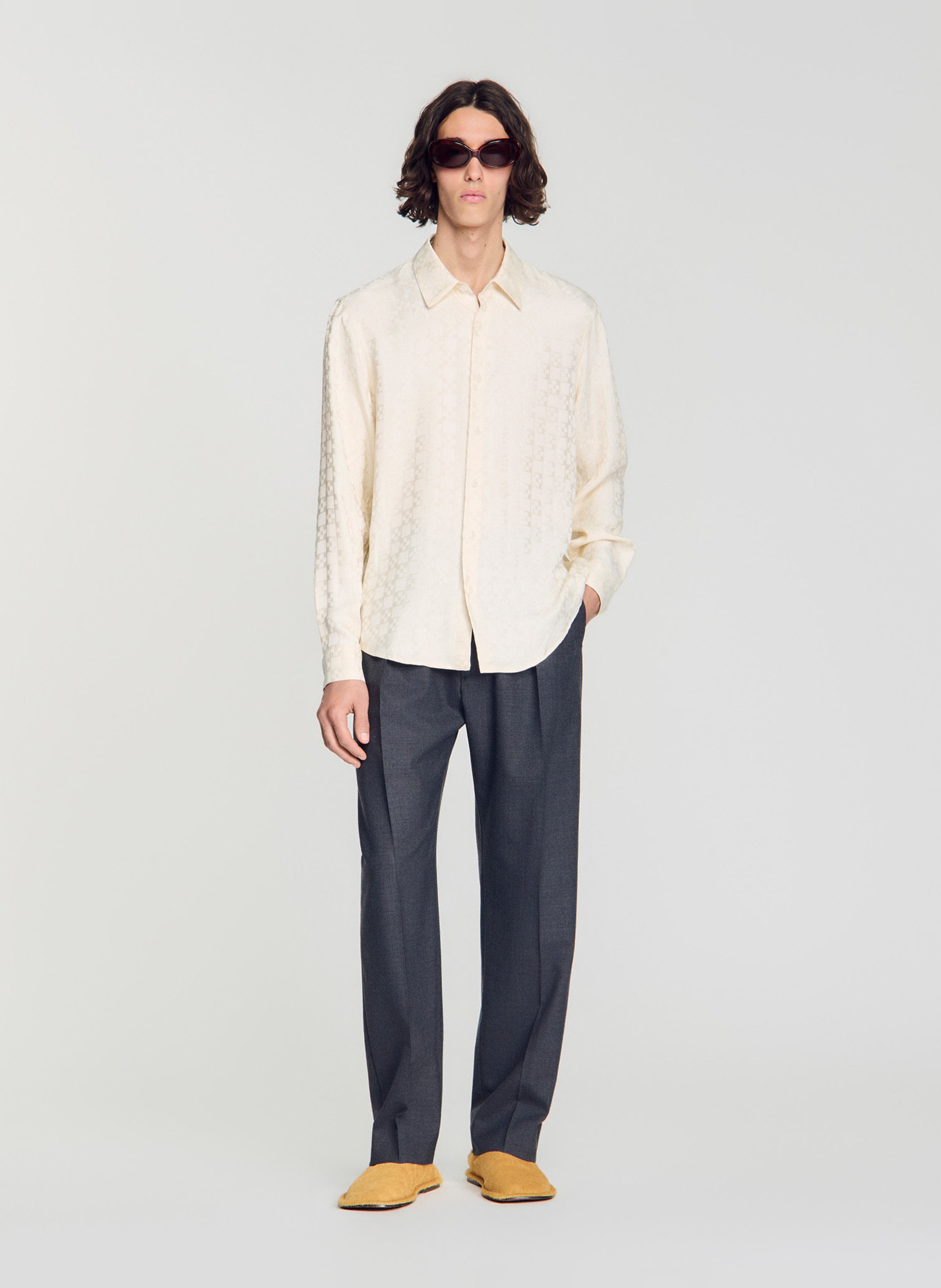 Chemise droite jacquard | Blanc SANDRO Homme