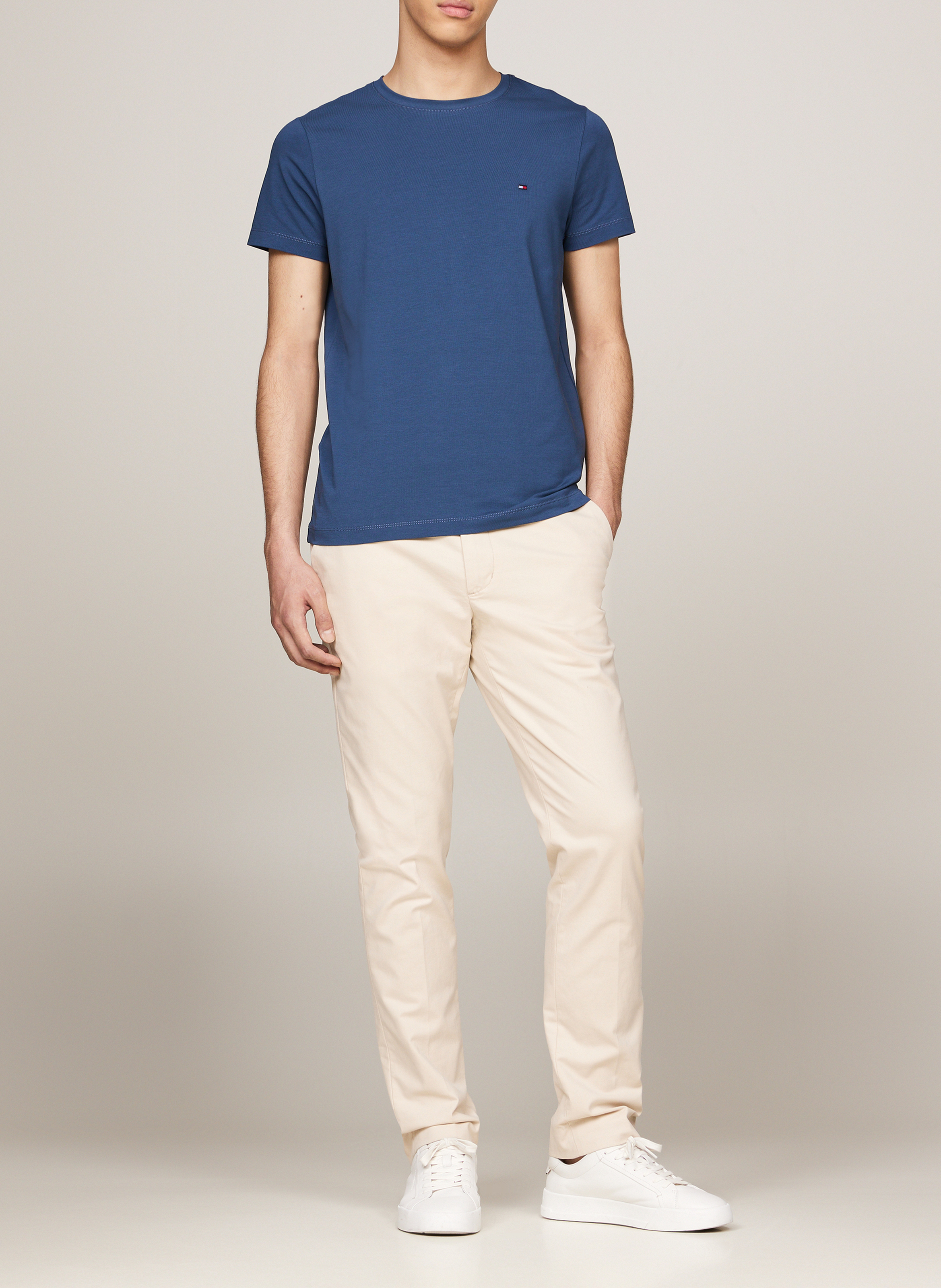 Rundhals-T-Shirt aus Bio-Baumwolle, Slim Fit TOMMY HILFIGER Blau
