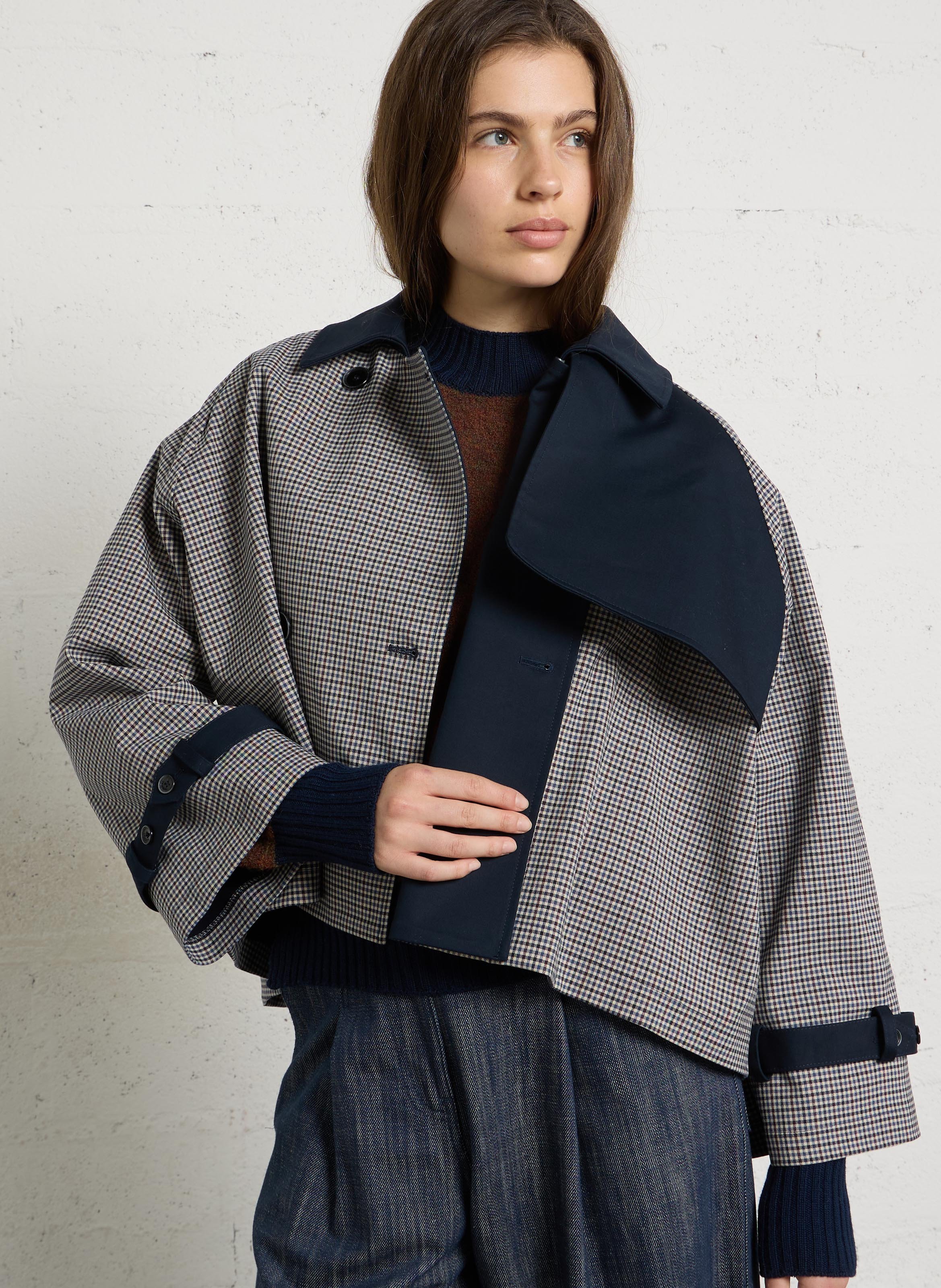 Short plaid trench coat IMPERIAL Beige