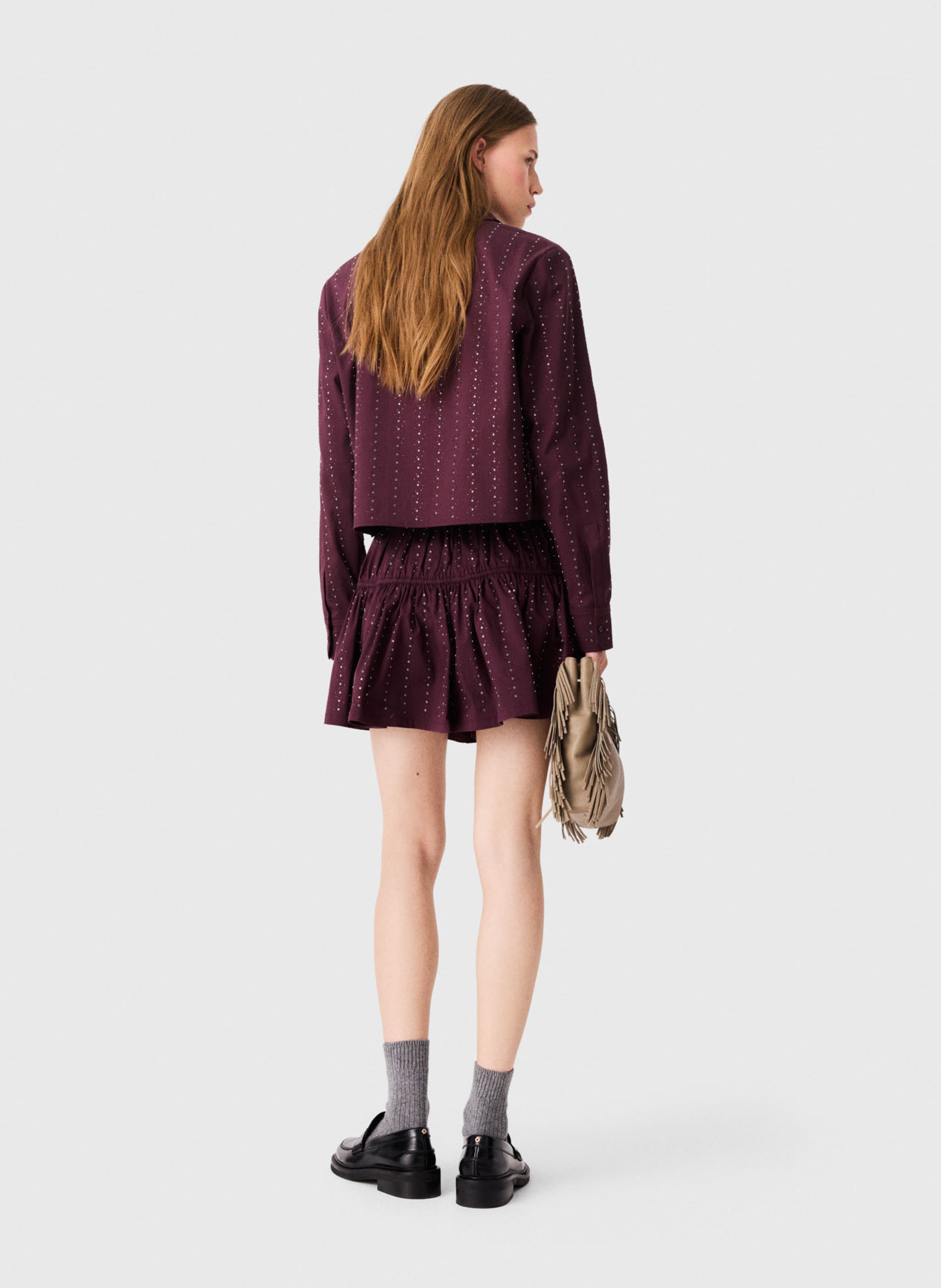 Short cotton-blend skirt MAJE Red