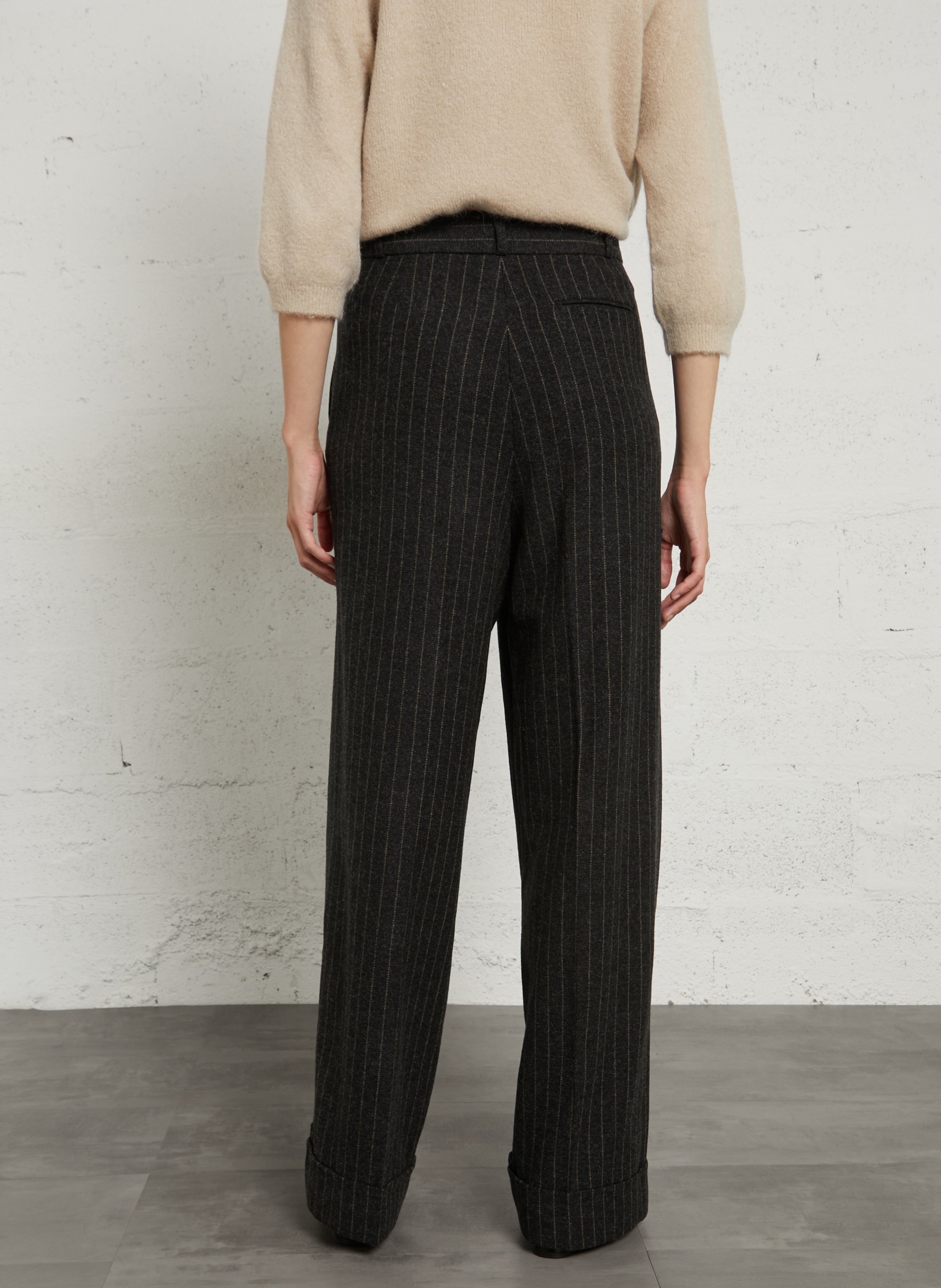 Striped wide-leg wool blend trousers BELLEROSE Blue