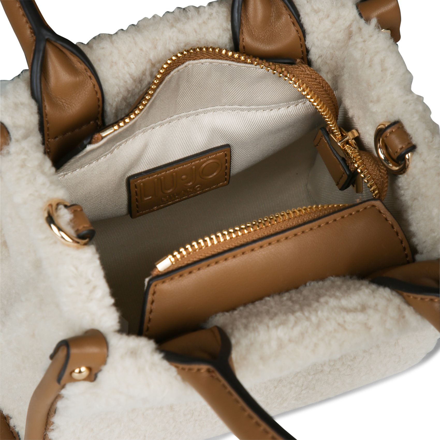 Sac bandoulière en fourrure synthétique LIU JO Beige
