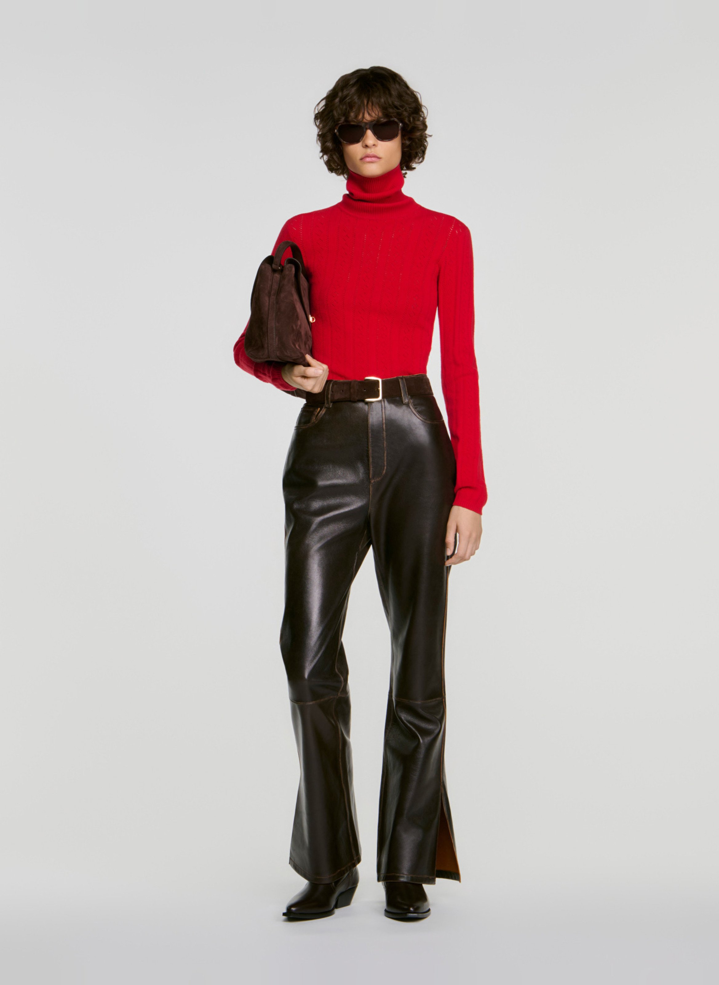 Gerade geschnittener Rollkragenpullover SANDRO Rot
