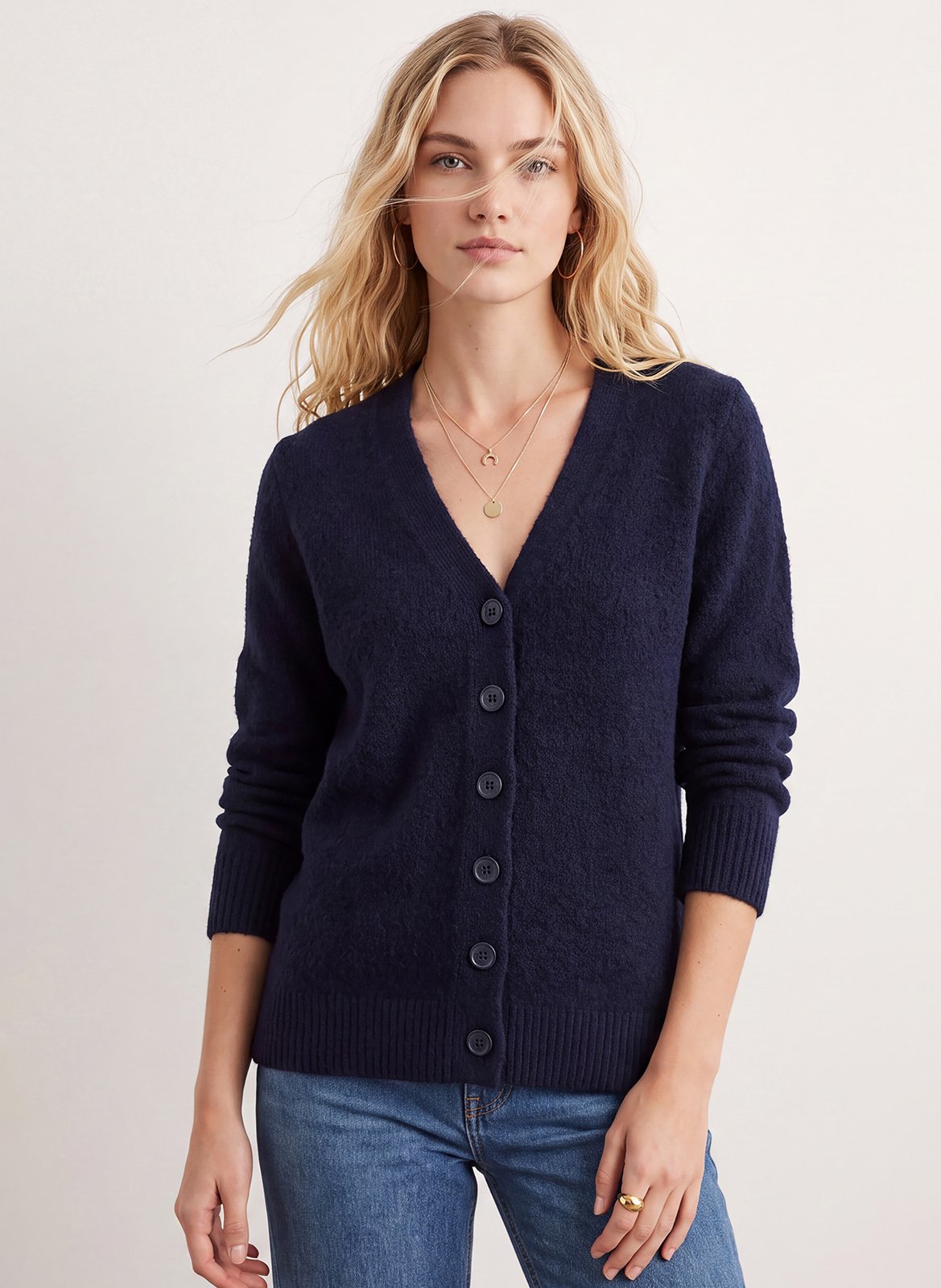 Straight buttoned V-neck cardigan KOOKAI Blue