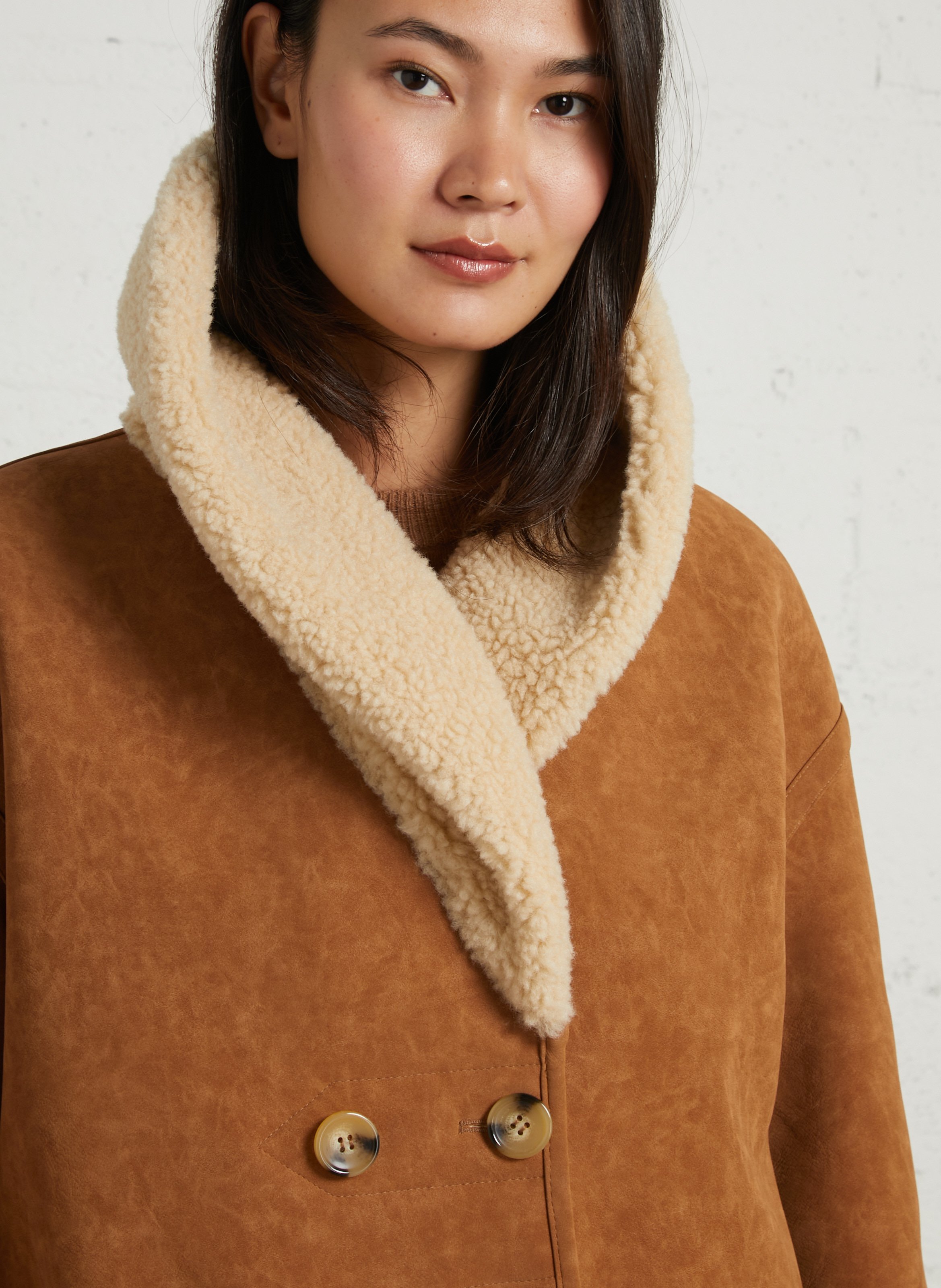 Oversized jasje met sjaalkraag LEON & HARPER Bruin