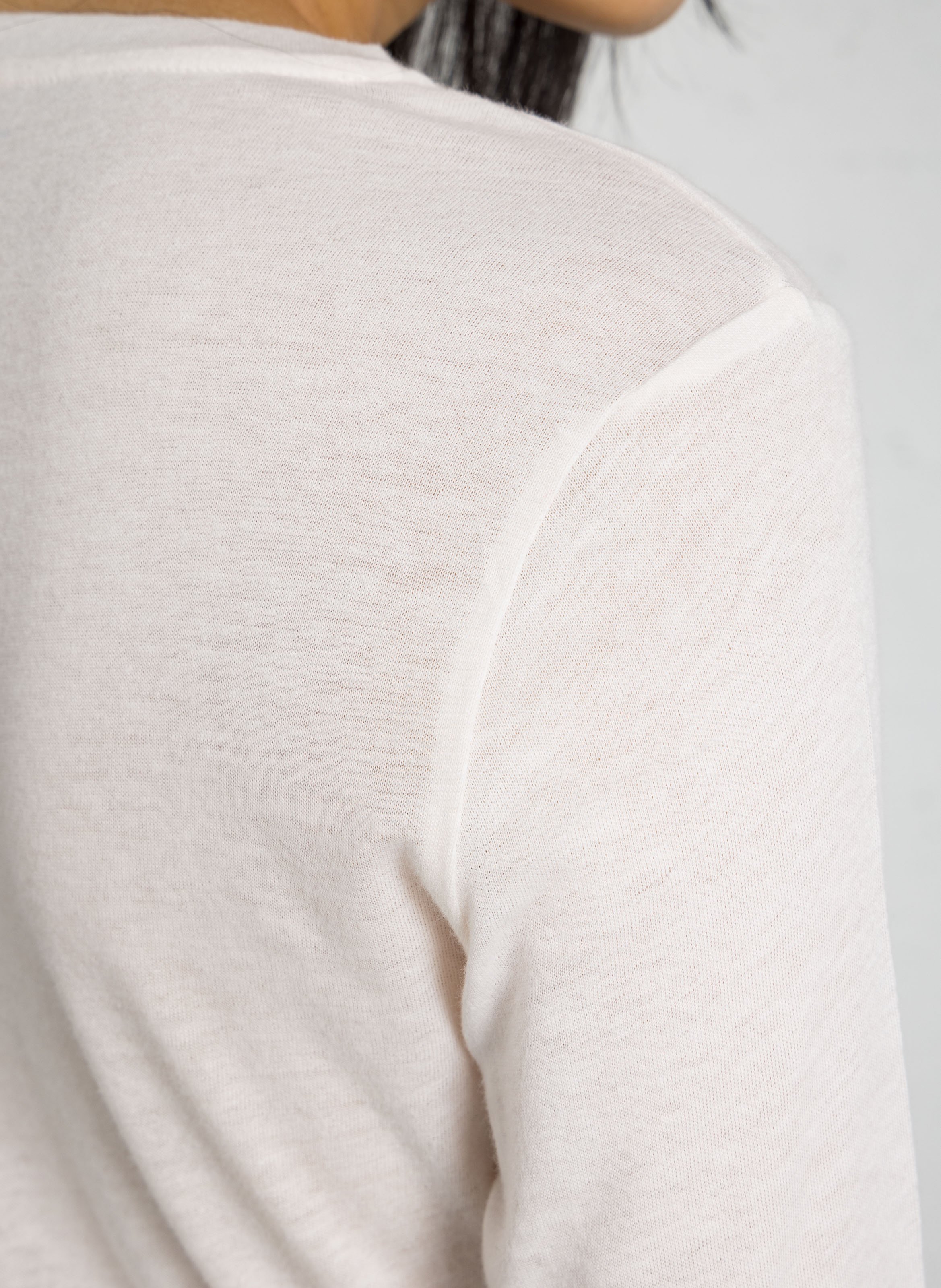 Tee-shirt col rond en coton et cachemire mélangé MAJESTIC FILATURES Beige