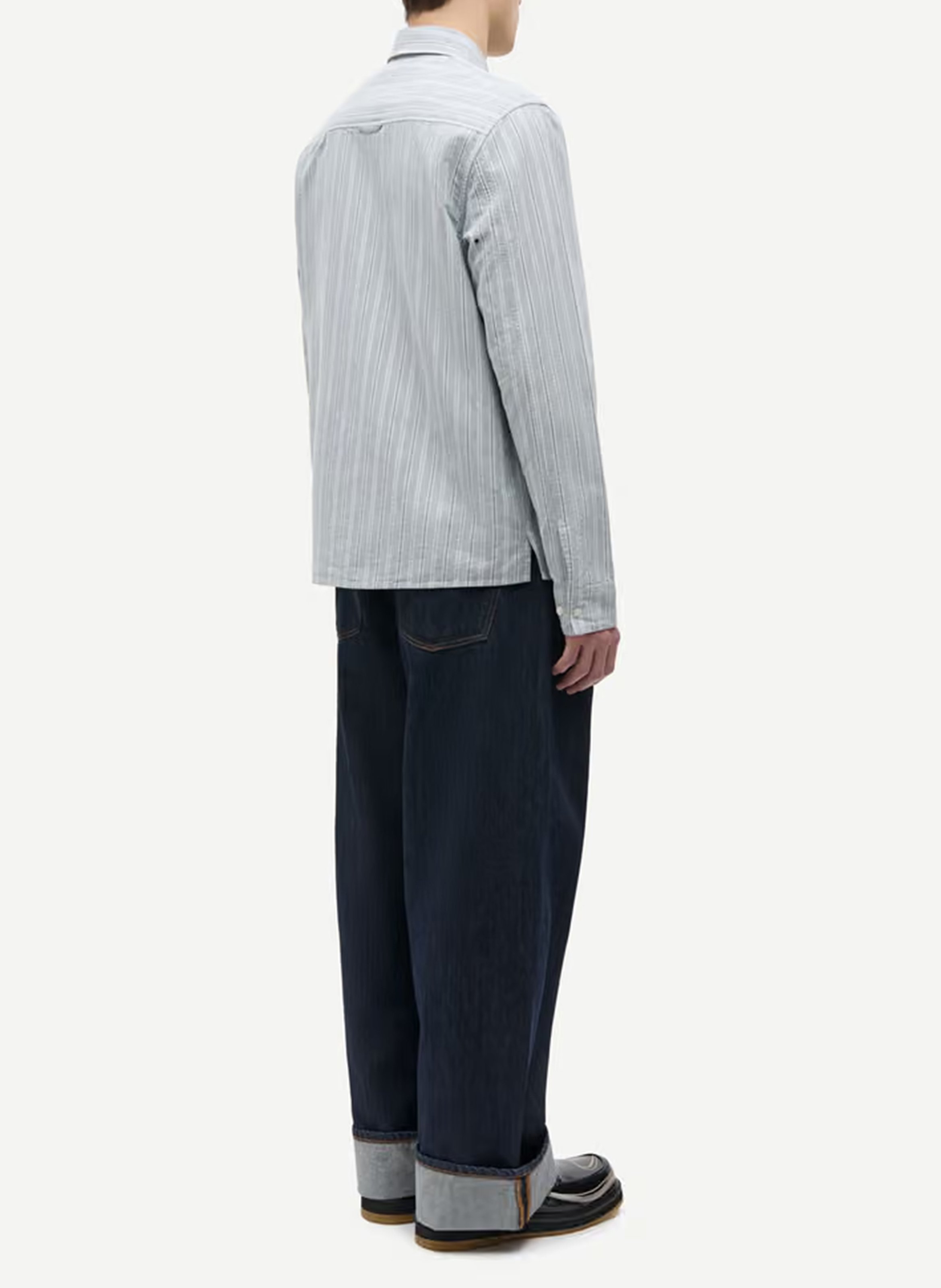 Rechte blouse met klassieke streepkraag van biologisch katoen. SAMSOE SAMSOE Grijs