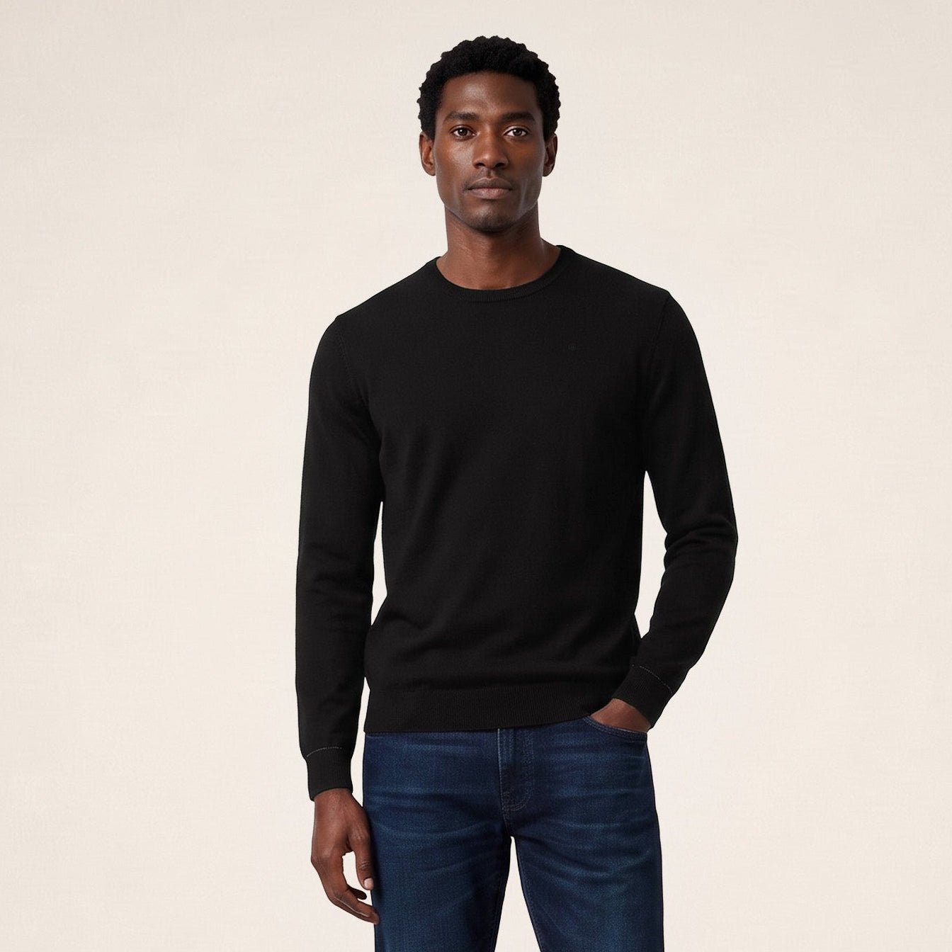 Black essential crew-neck MAO pullover SERGE BLANCO Black