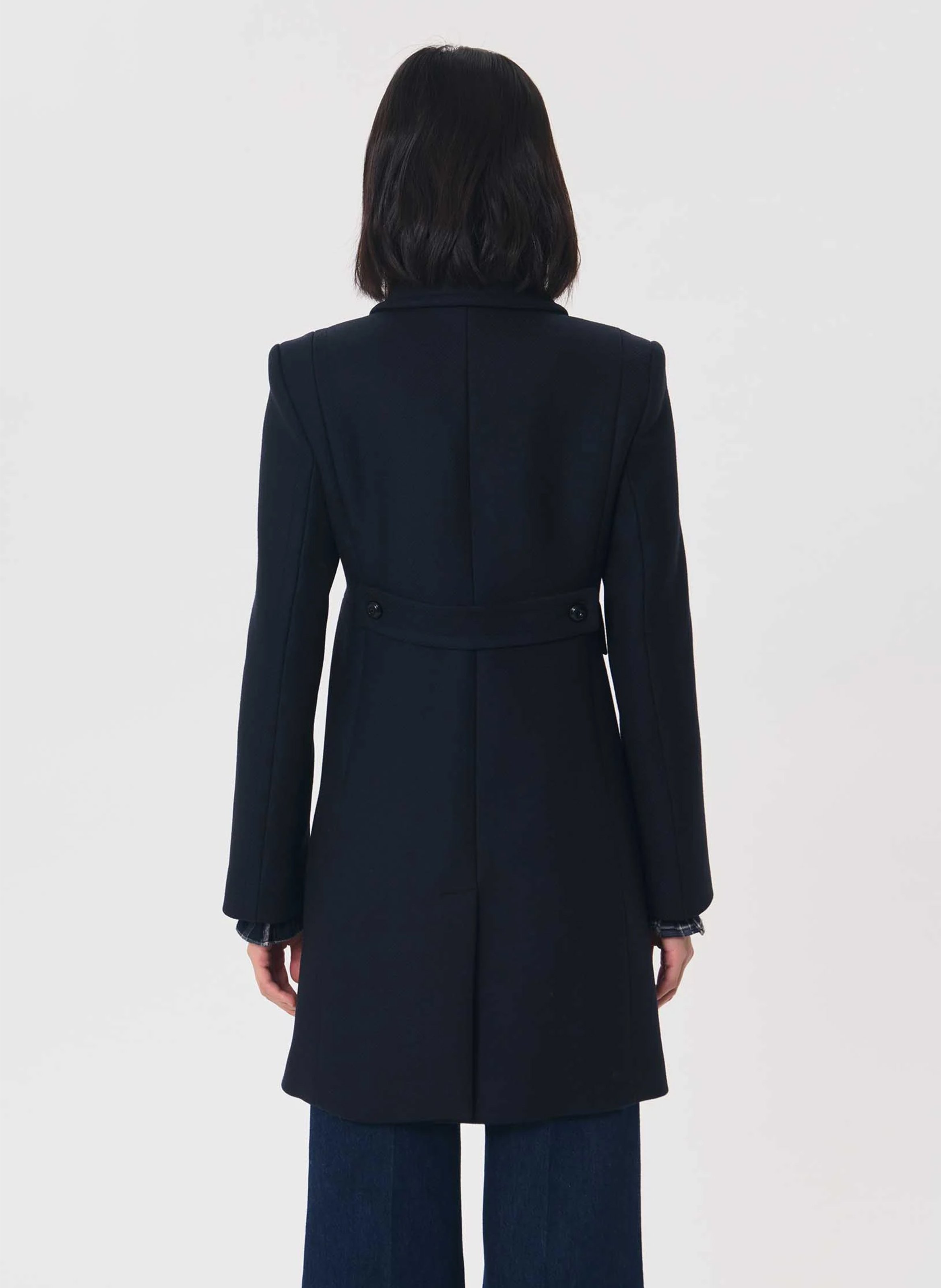 Manteau col classique en laine mélangée TARA JARMON Bleu
