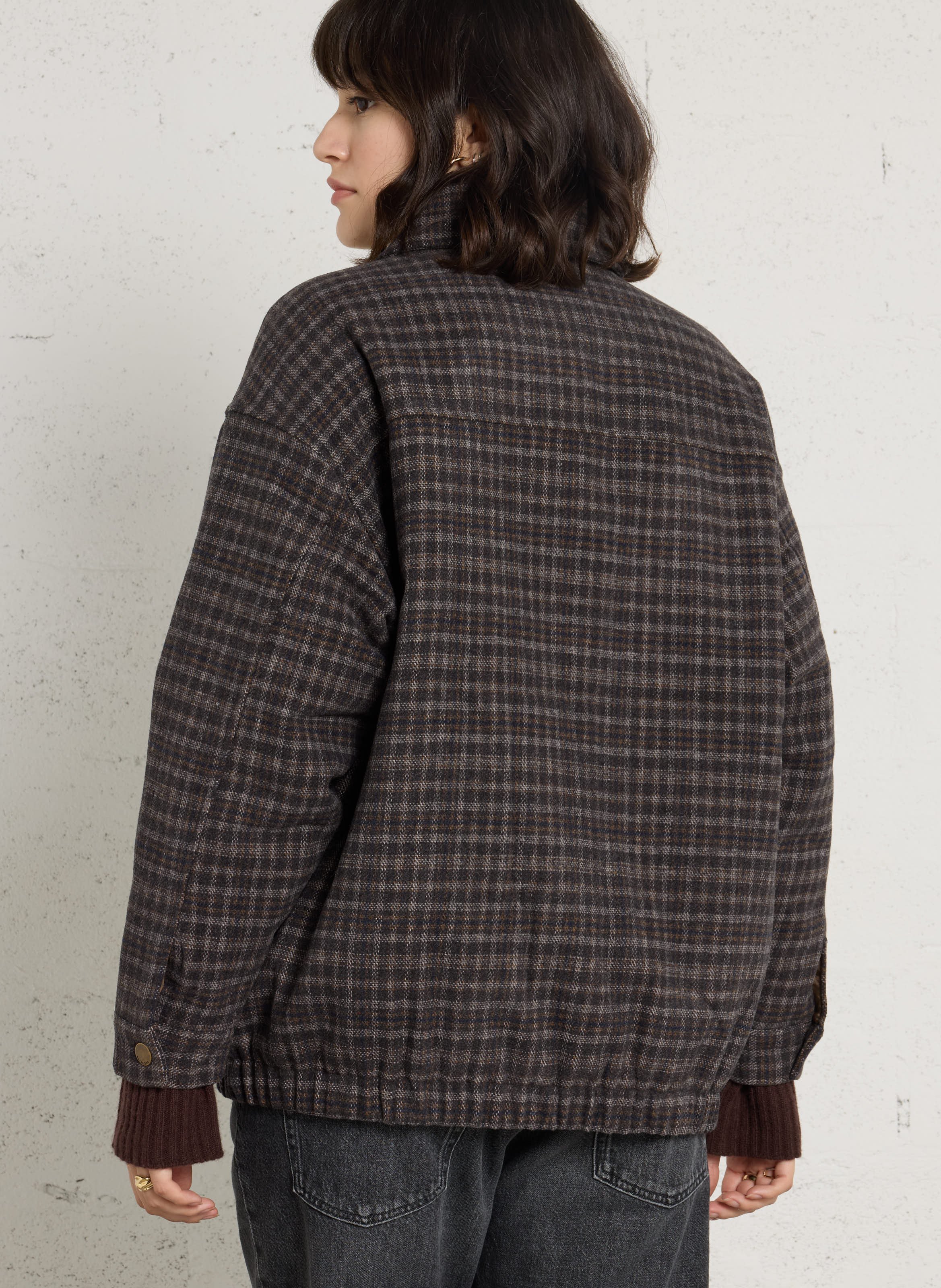 Veste ample col classique à carreaux BILLABONG Noir