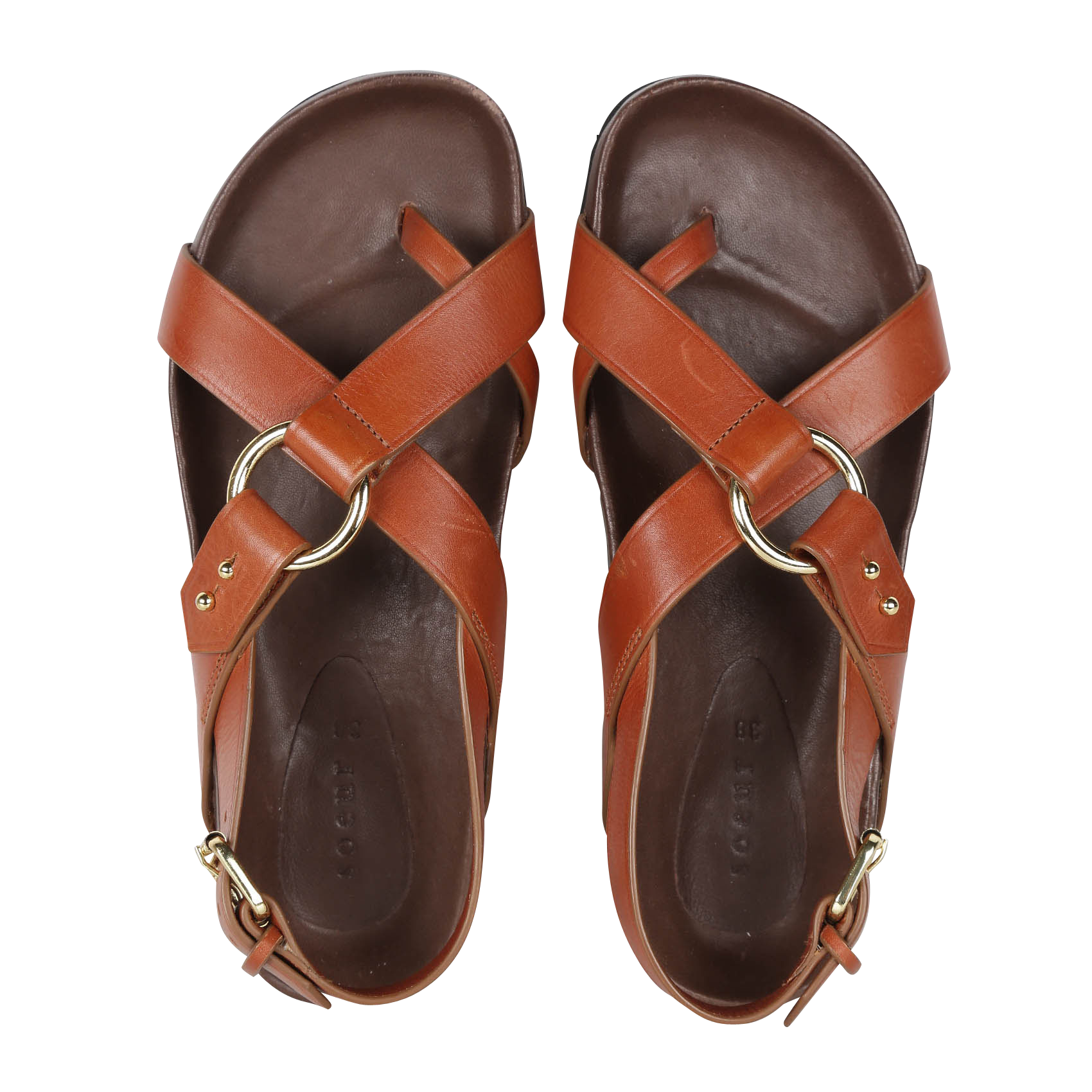Platte, leren sandalen SOEUR Bruin