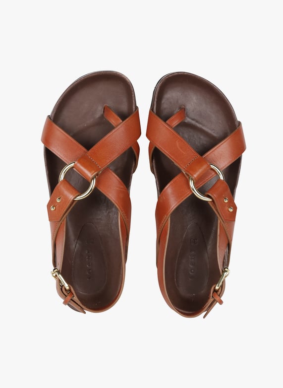 Sandales plates cuir marron sales