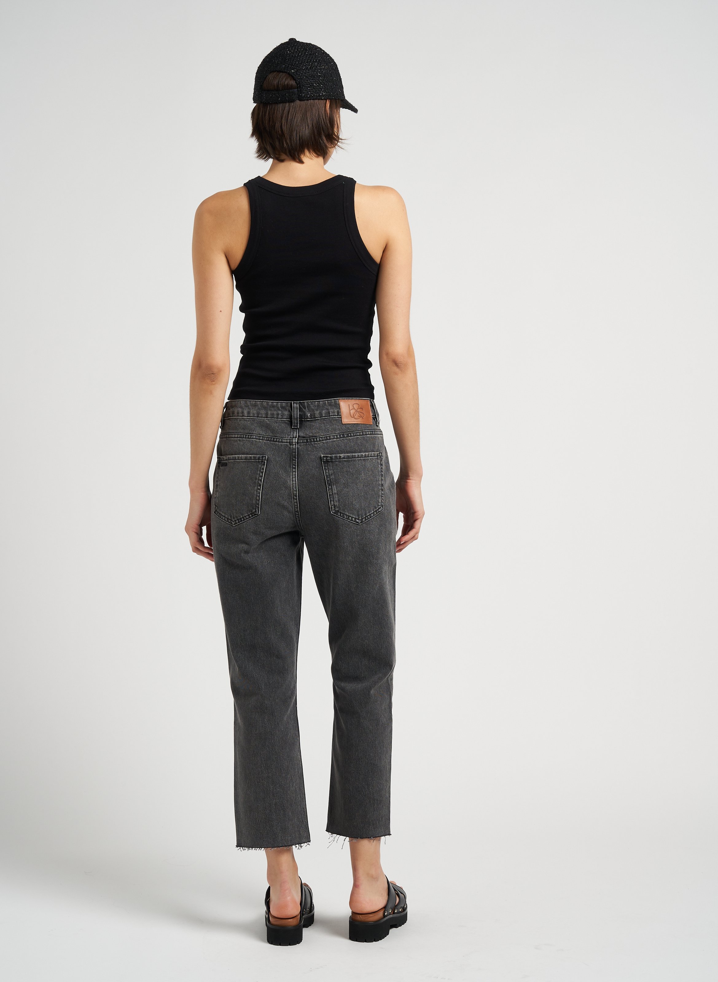 Débardeur col rond côtelé en coton BA&SH Noir