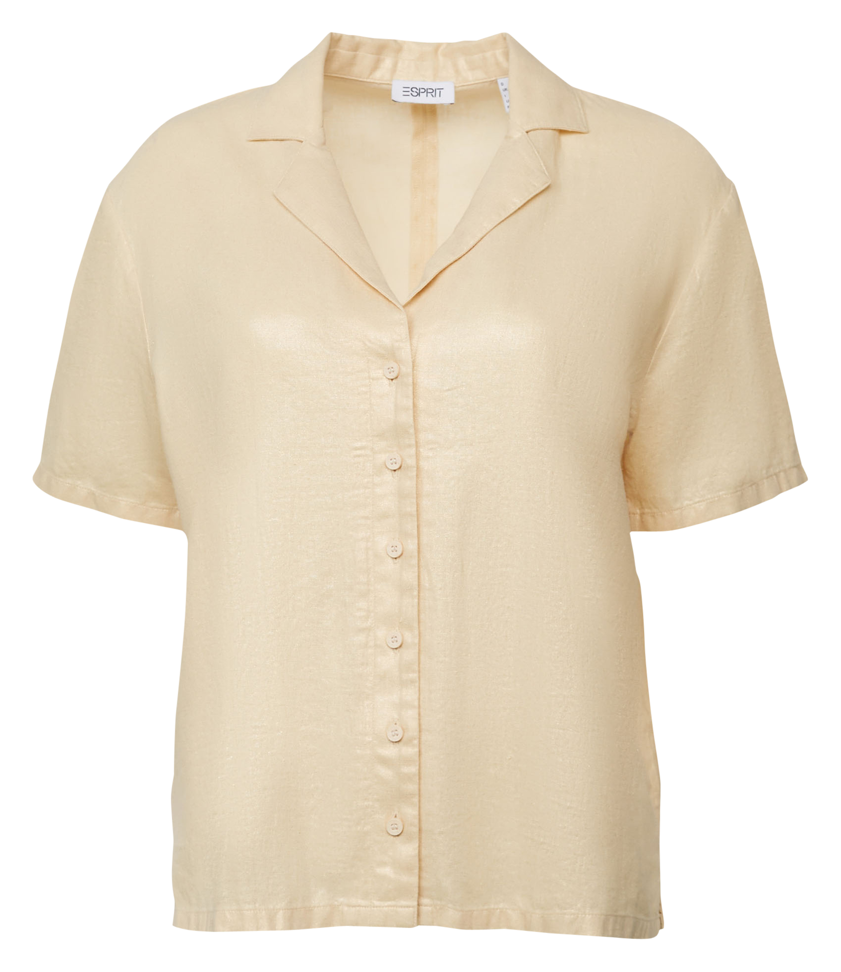 Chemise droite col à revers en lin mélangé ESPRIT Beige