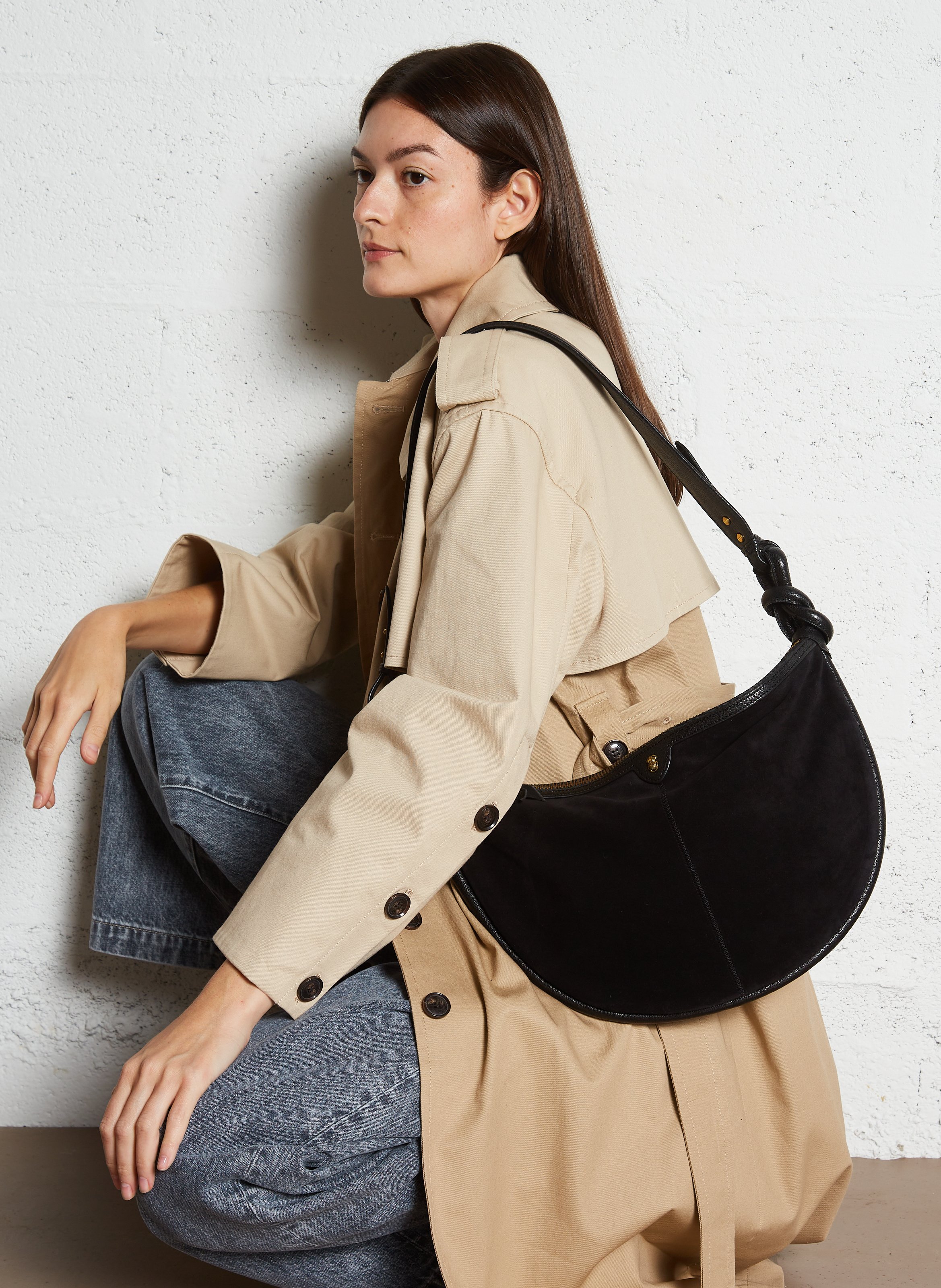 Sac demi-lune en cuir CLARIS VIROT Noir