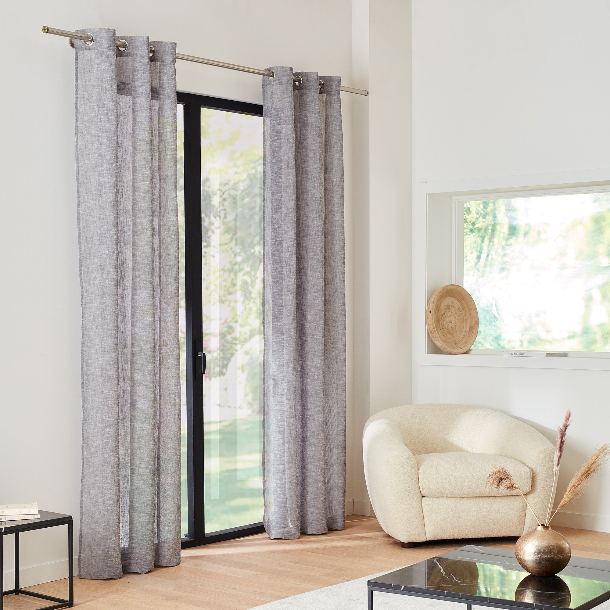 TIM - Net curtain with eyelets MADURA Grey
