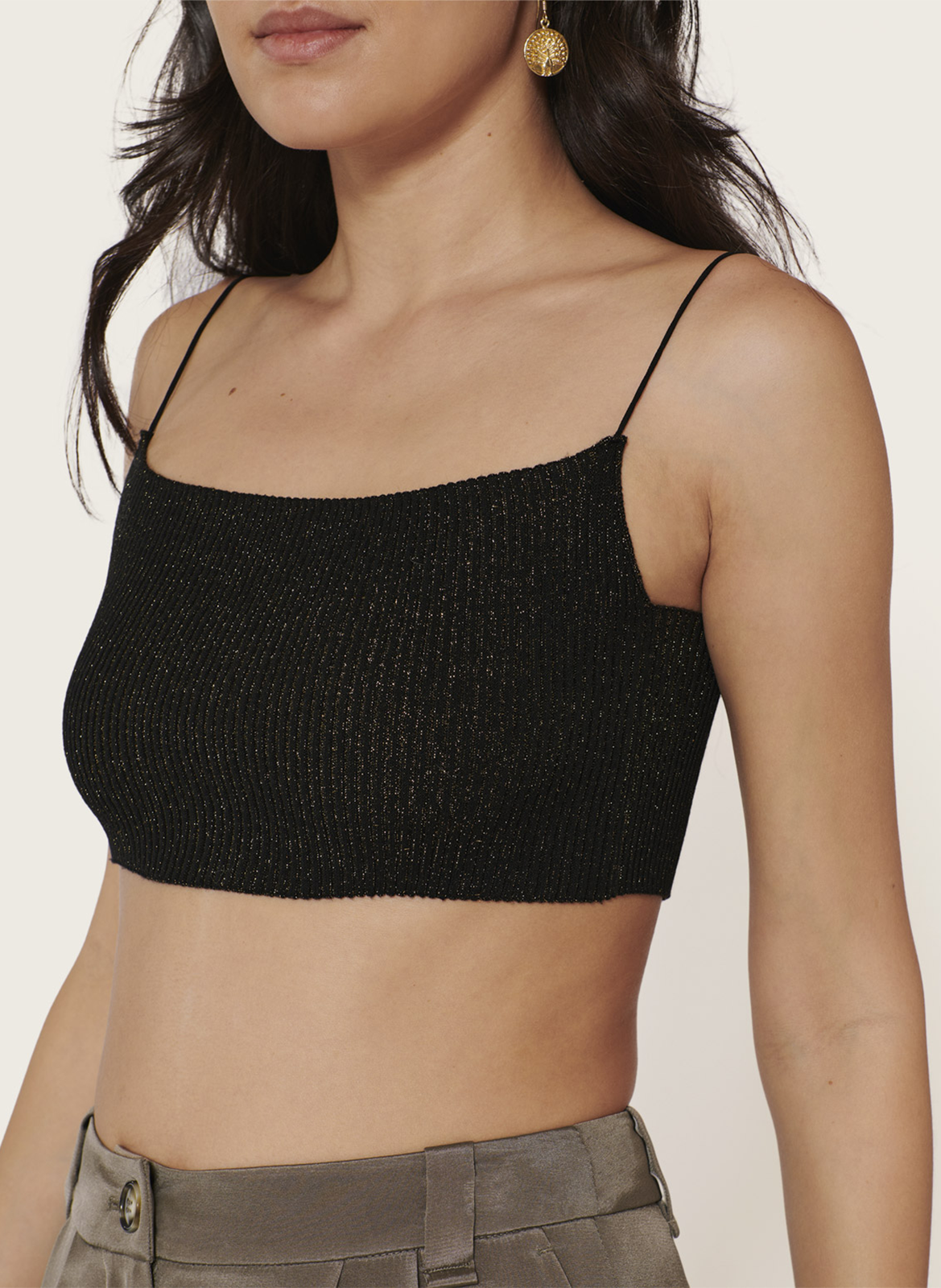 Bandeaubeha van ribtricot met schouderbandjes KARMA KOMA Goudkleurig