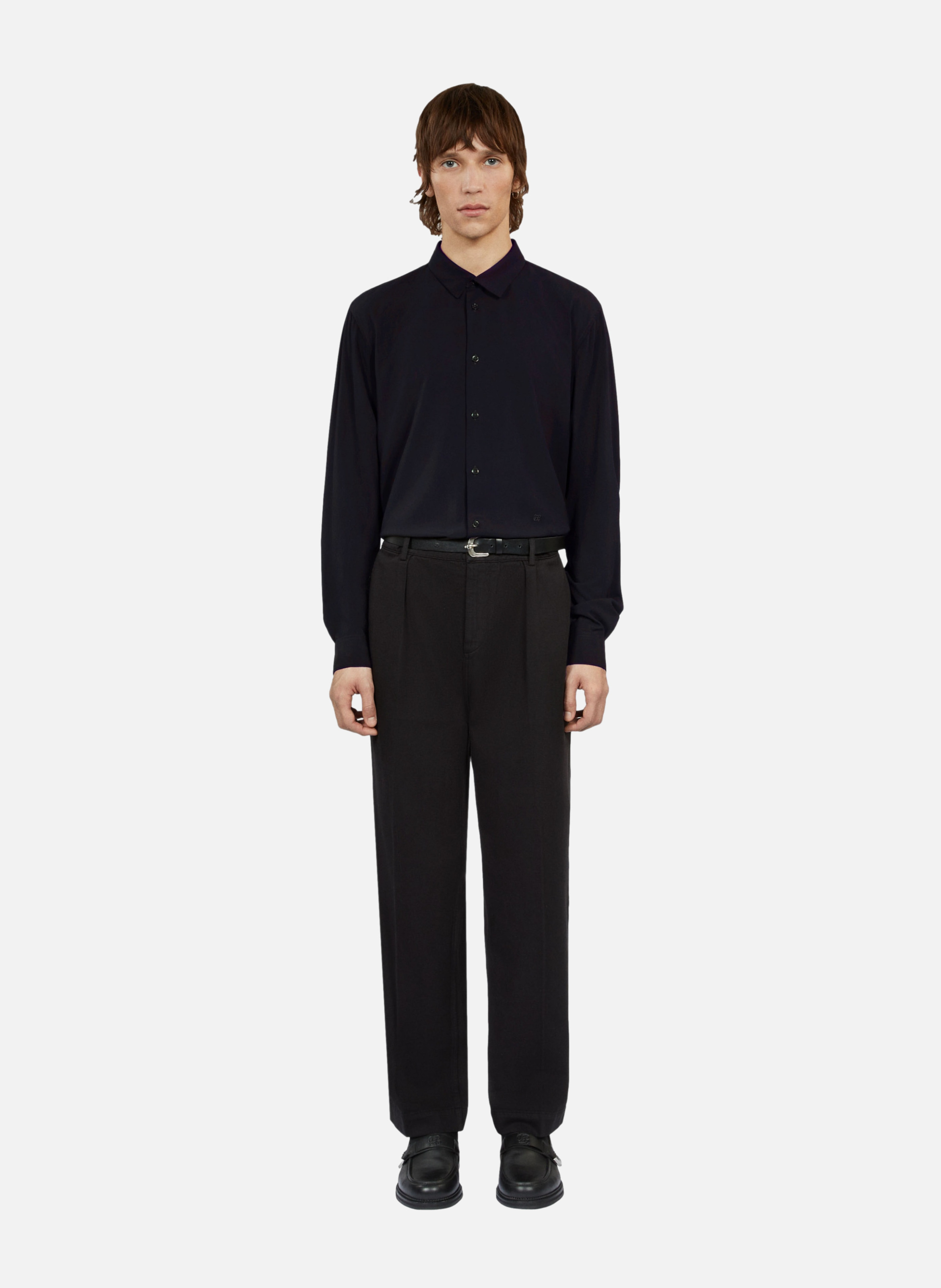 Flowy shirt with straight cut and embroidery THE KOOPLES Black