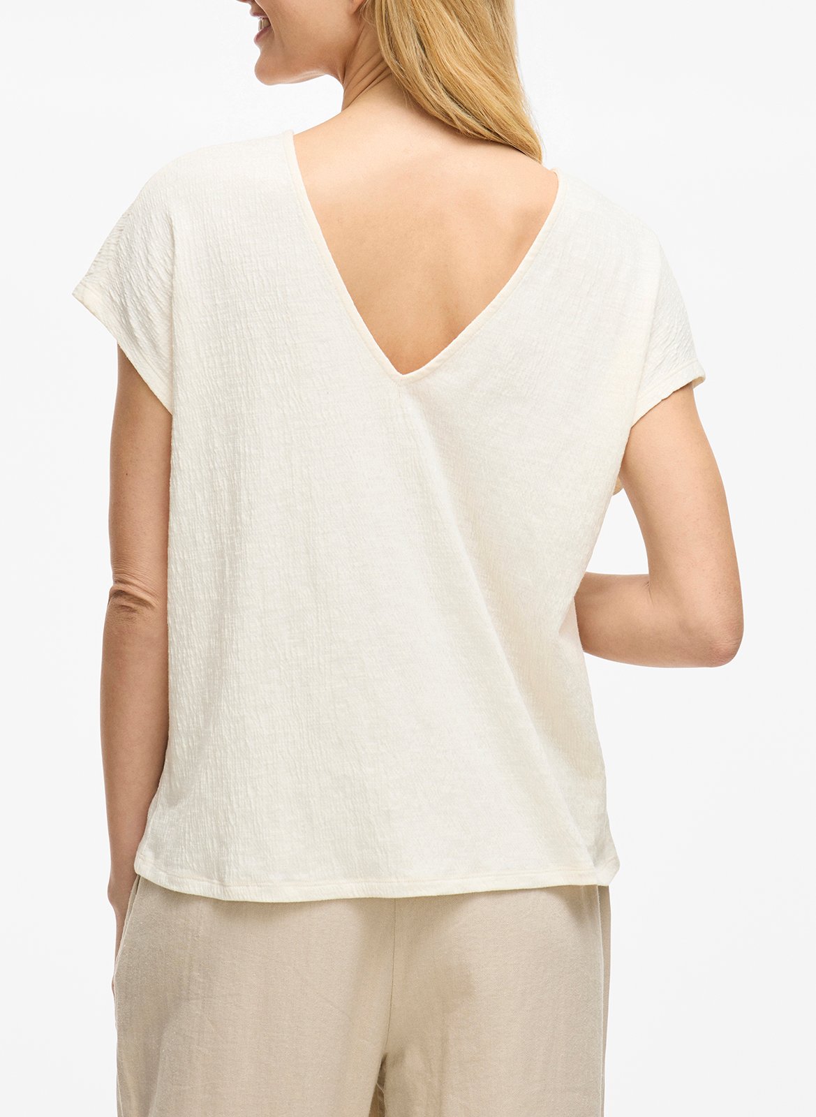 Top in gerecyclede gemengde vezels Beige