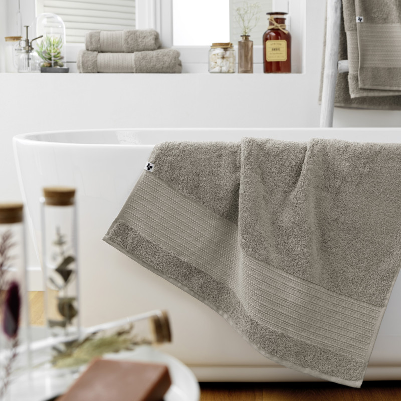 100% combed cotton bath towel L'EFFET PAPILLON Grey