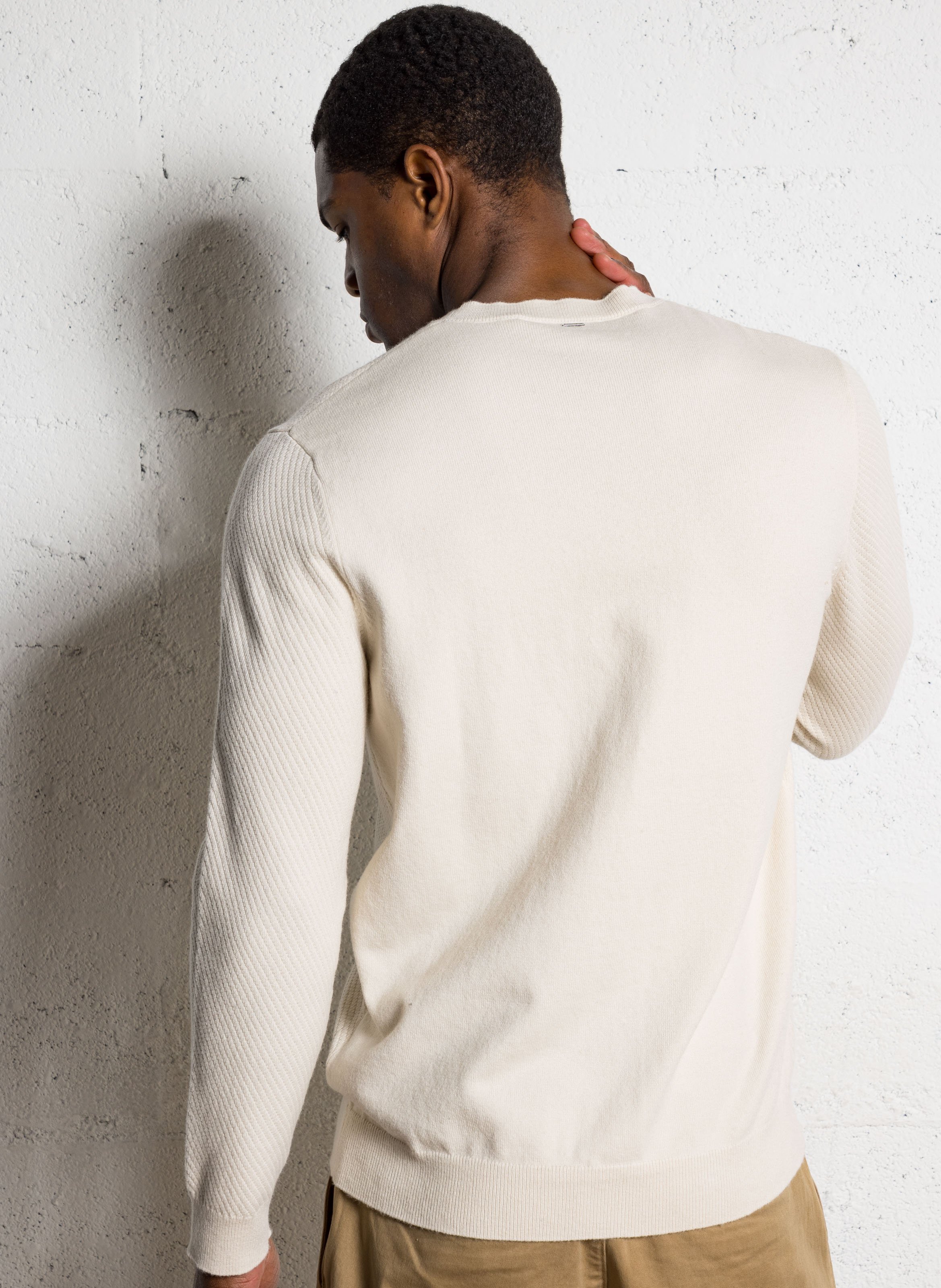 Gerader Rundhalsausschnitt-Pullover mit Reliefstrick IKKS Weiss