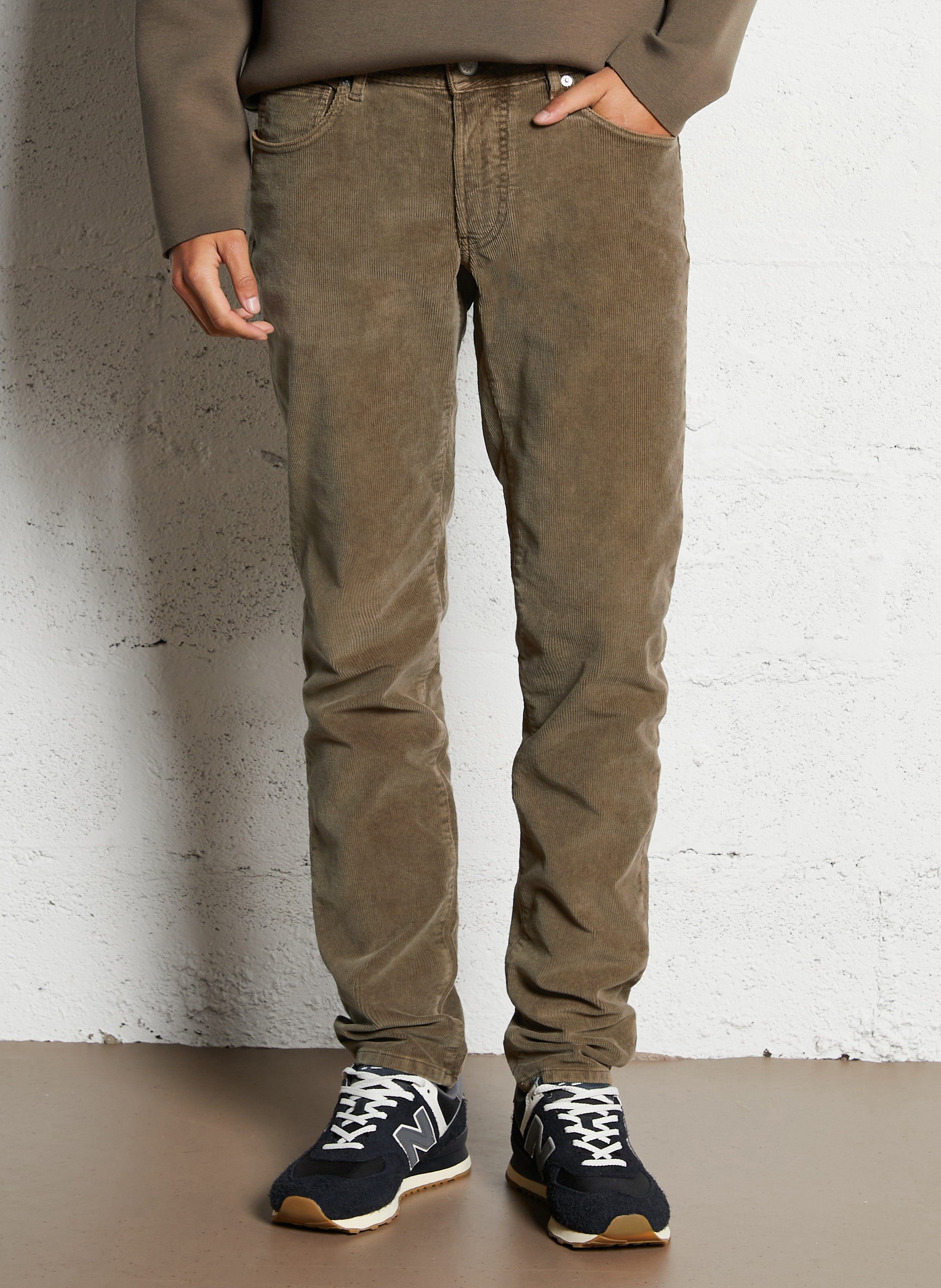 Pantalon van katoenm&eacute;lange met smalle pijp IKKS Bruin