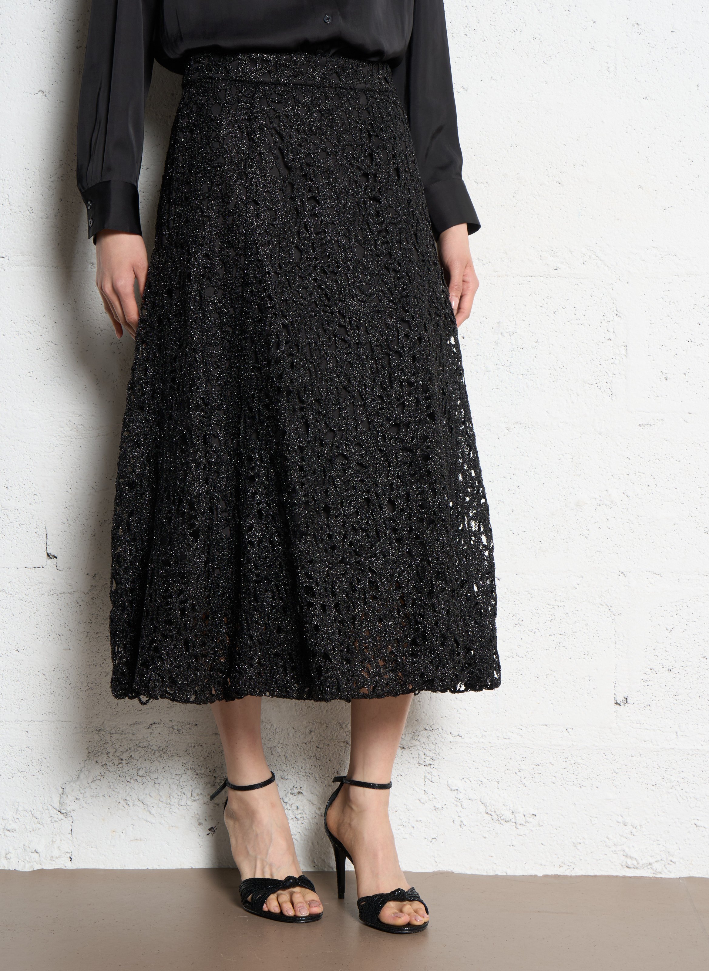 Textured Midi Skirt IKKS Black