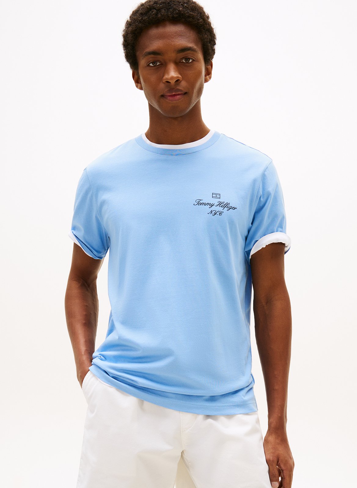 Straight cotton T-shirt TOMMY HILFIGER Blue