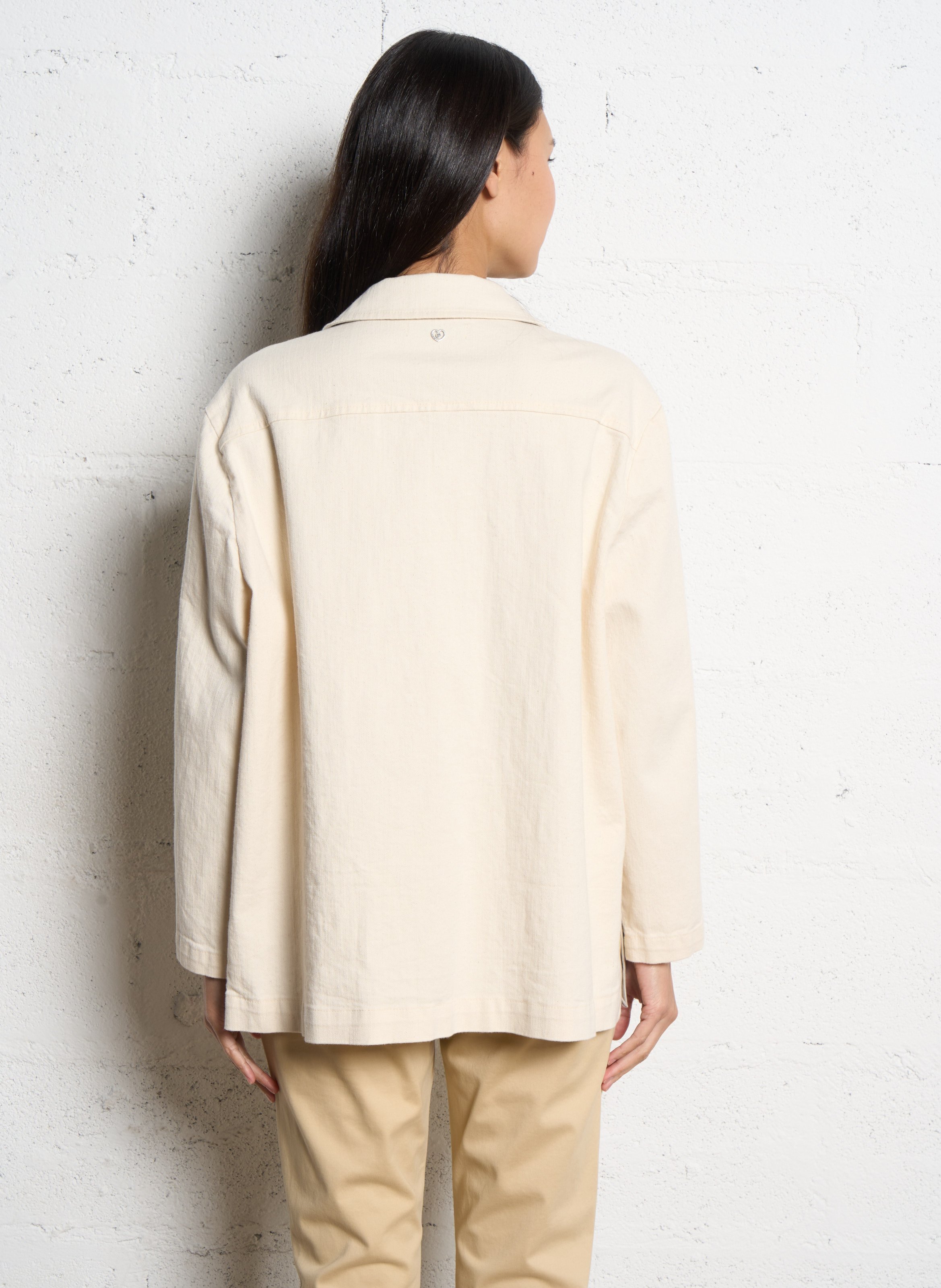 Veste de tailleur oversize bi-matière PLEASE Beige