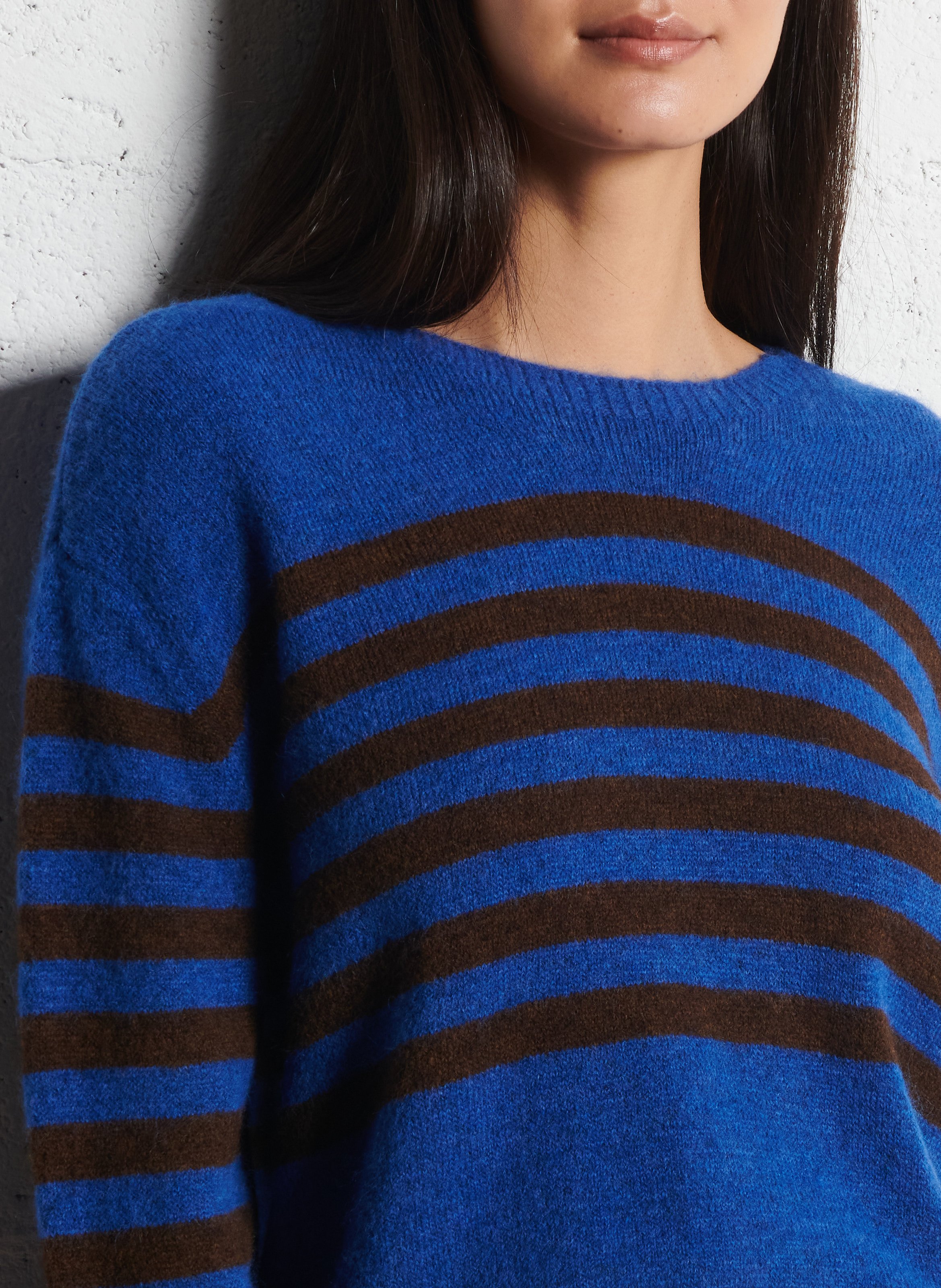 Pull ample col bateau à rayures NICE THINGS Bleu