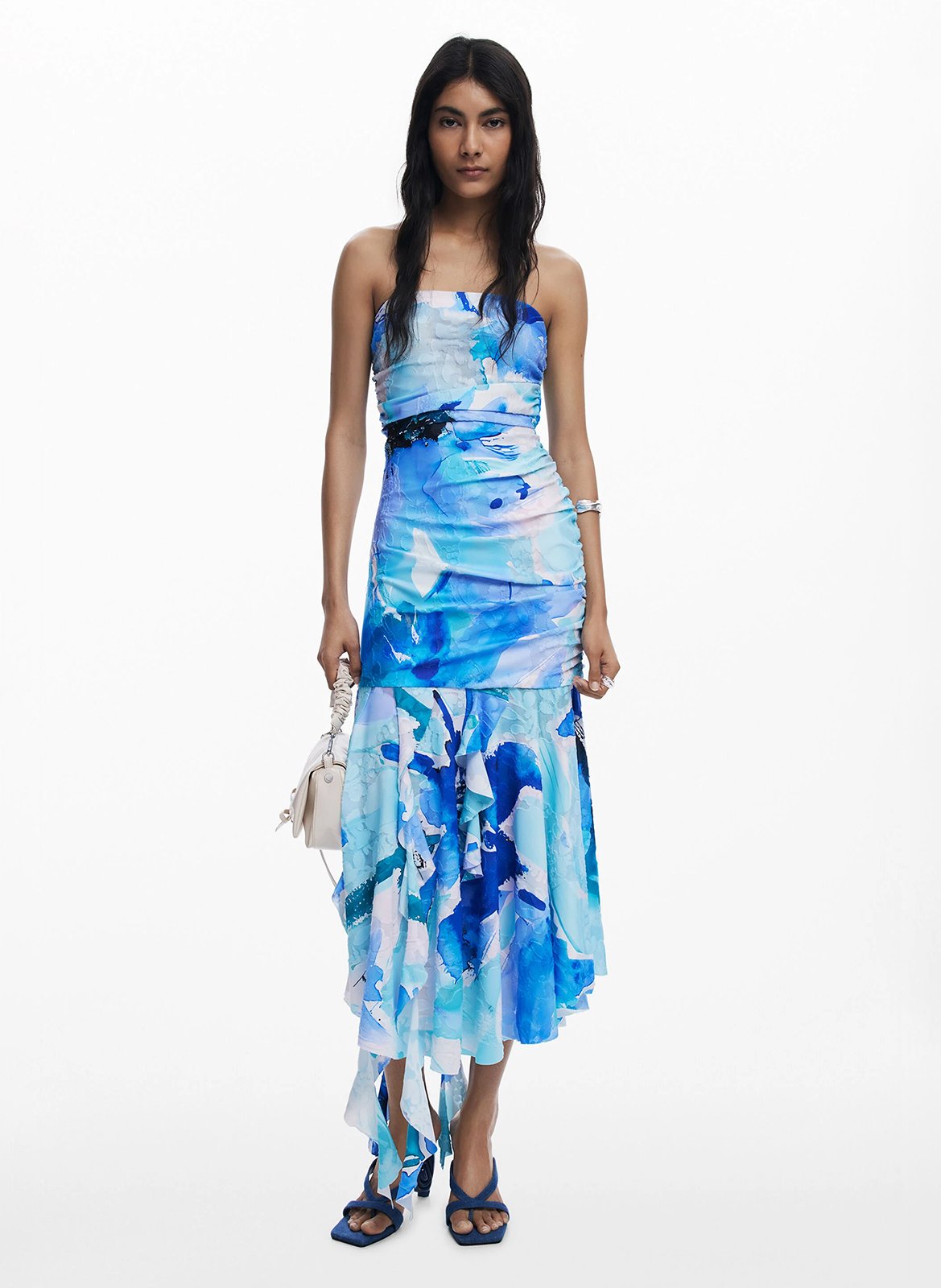 Robe midi imprimée DESIGUAL Bleu