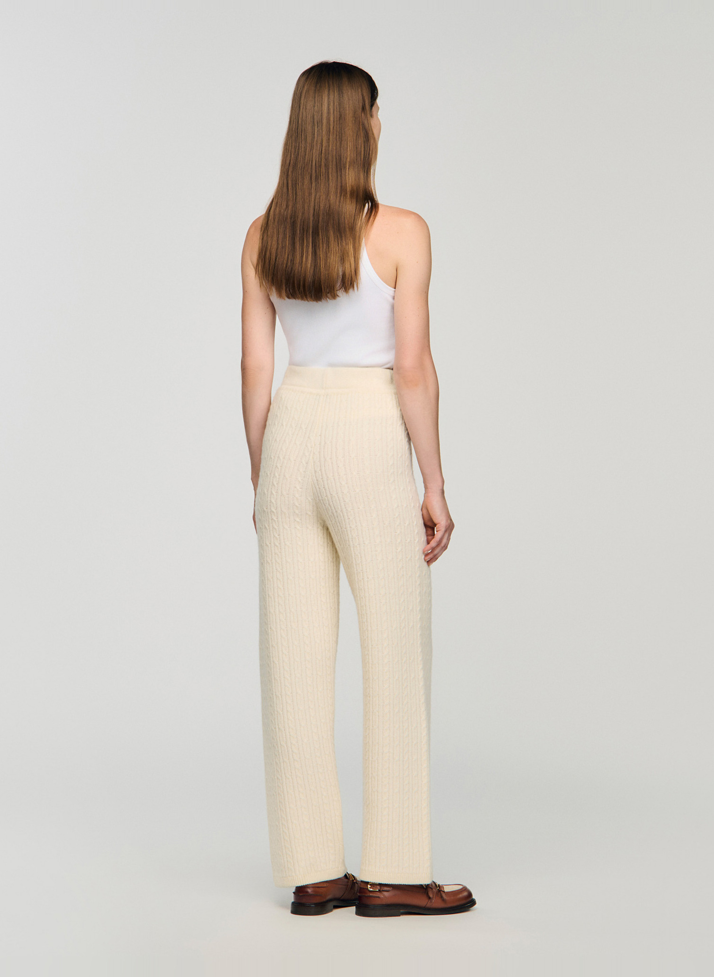 Straight wool trousers with braided detail SANDRO White