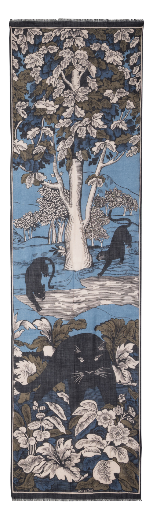 Printed wool scarf INOUI EDITIONS Blue