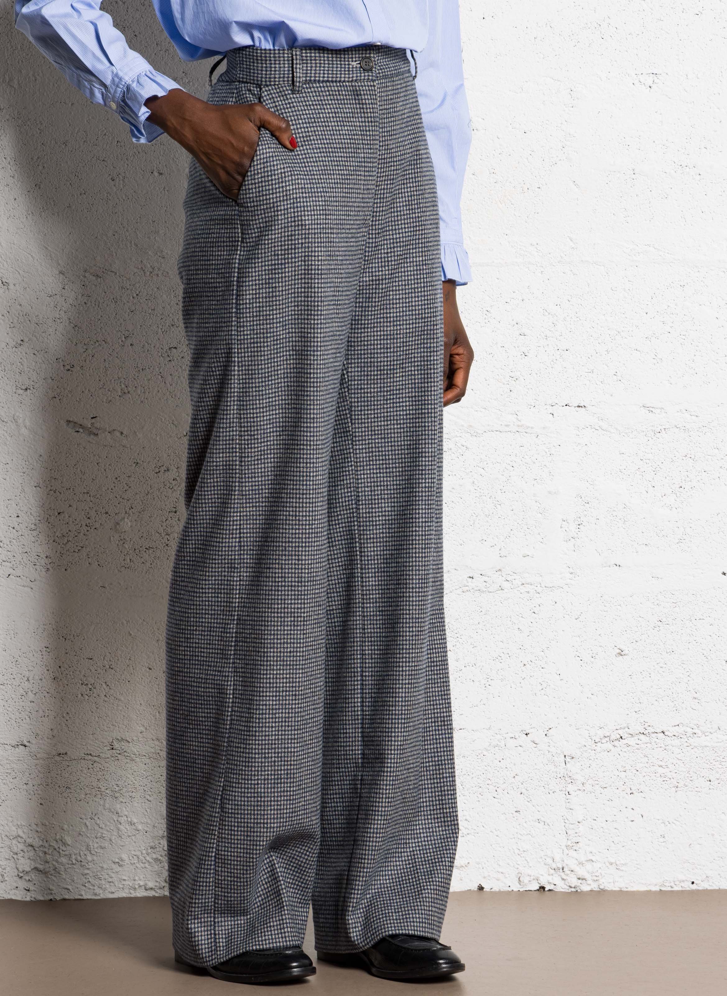 Pantalon large en laine mélangée imprimé HARTFORD Multicolore