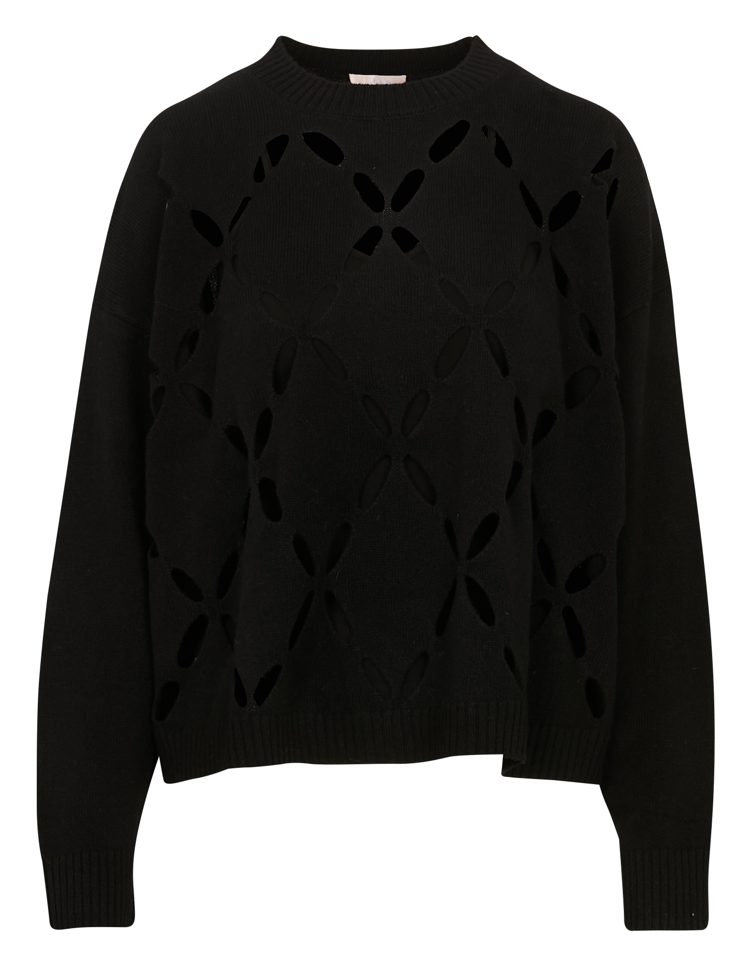 Openwork wool sweater with ample fancy details LIU JO Black