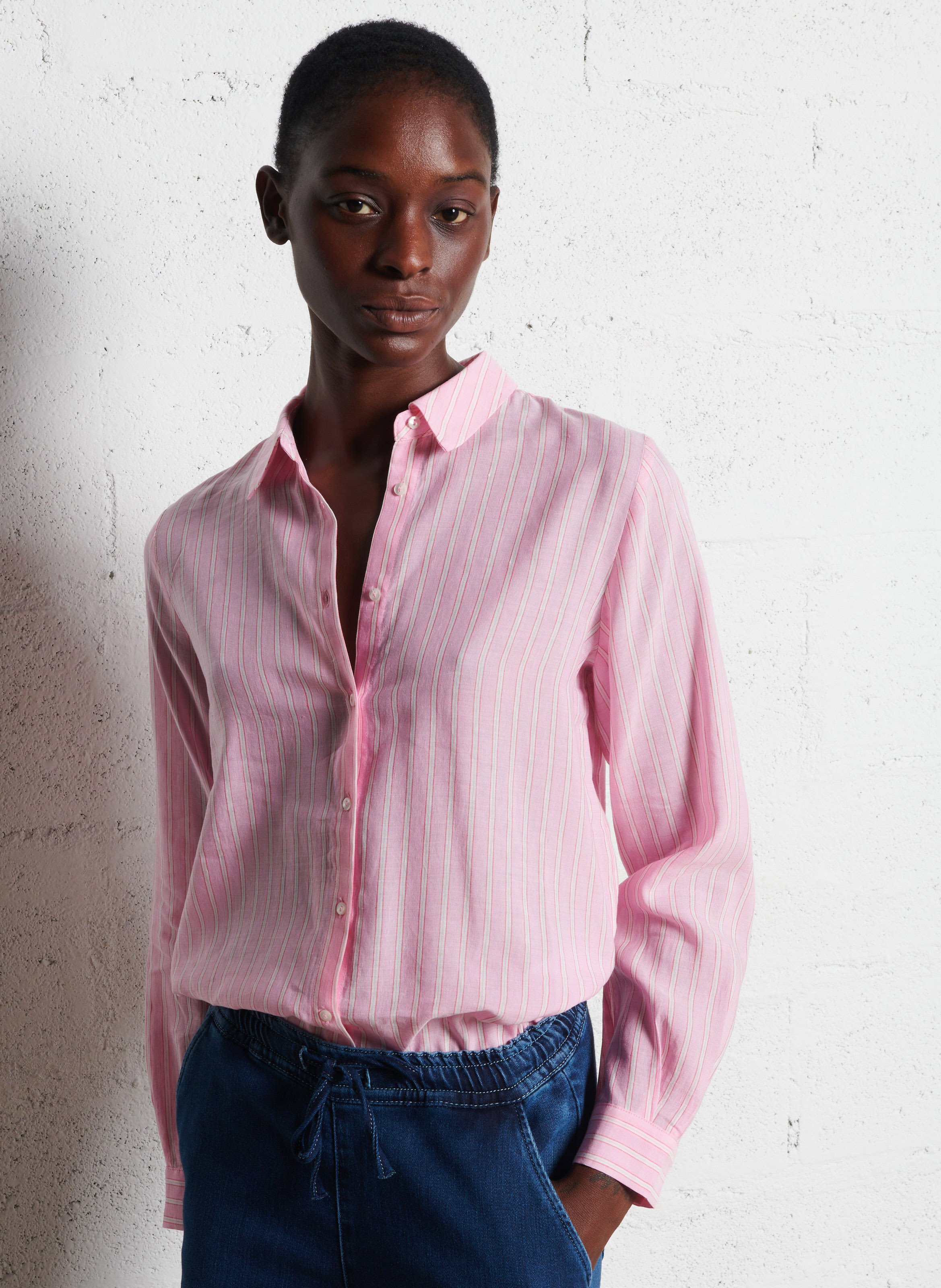 Chemise col classique rayée MAISON 123 Rose