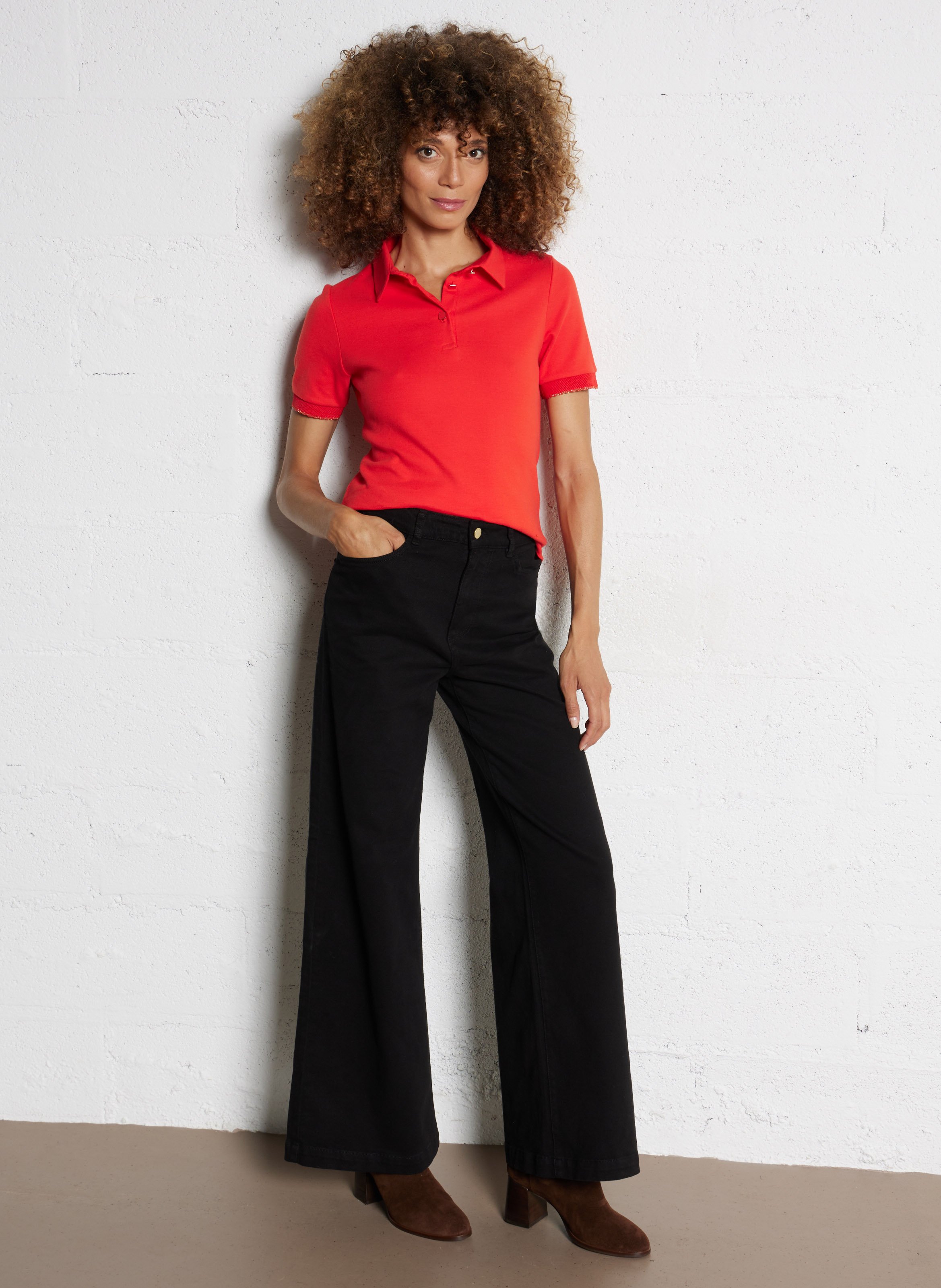 Jean large en coton mélangé I CODE Noir