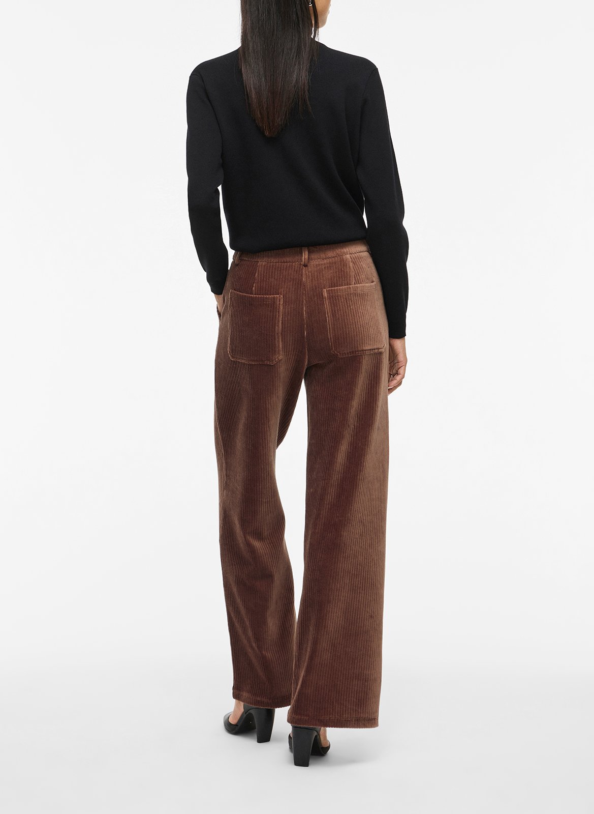 Pantalon large en coton mélangé VILA Marron