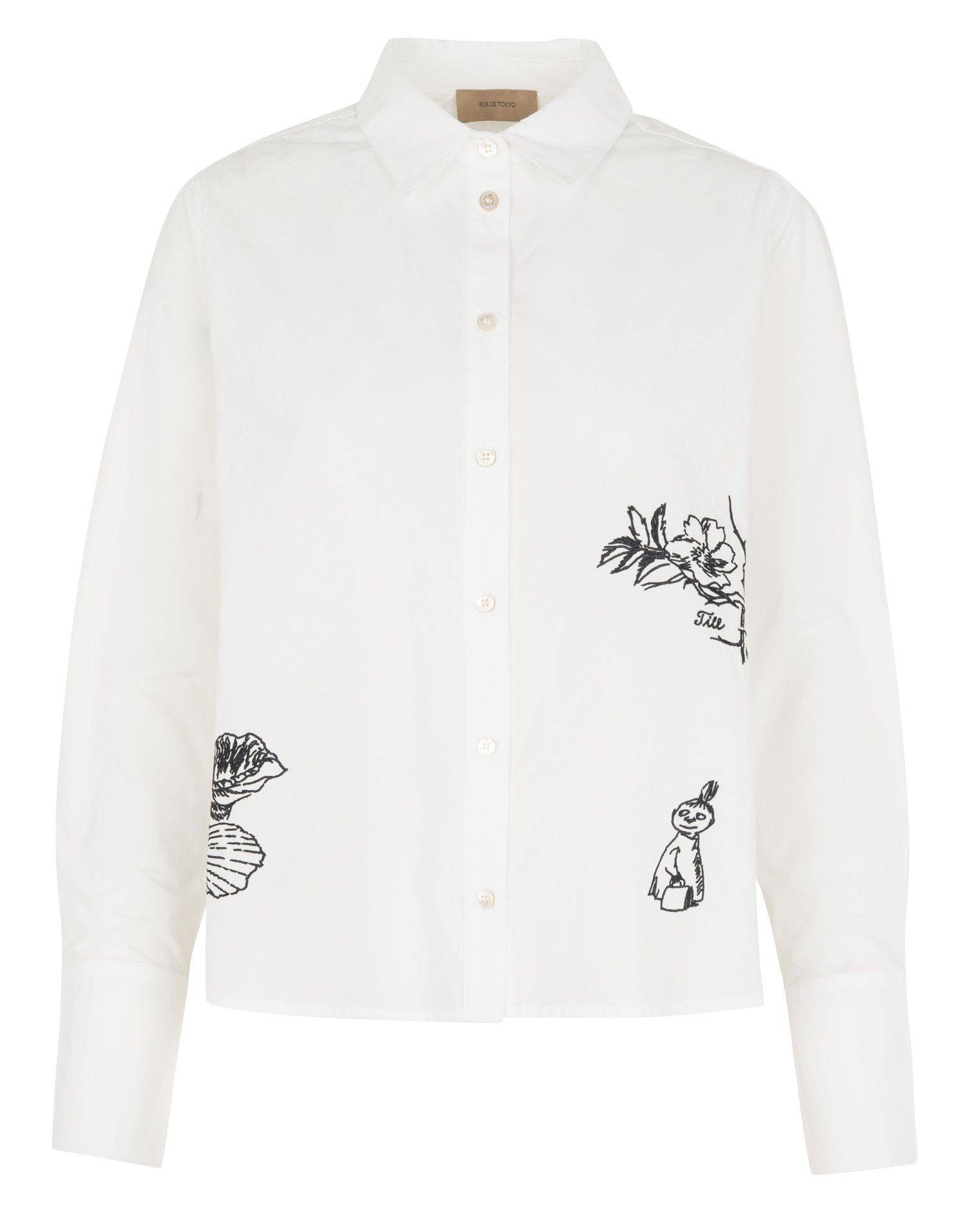 Katoenen wijd overhemd met klassieke kraag en borduursel RUE DE TOKYO Wit