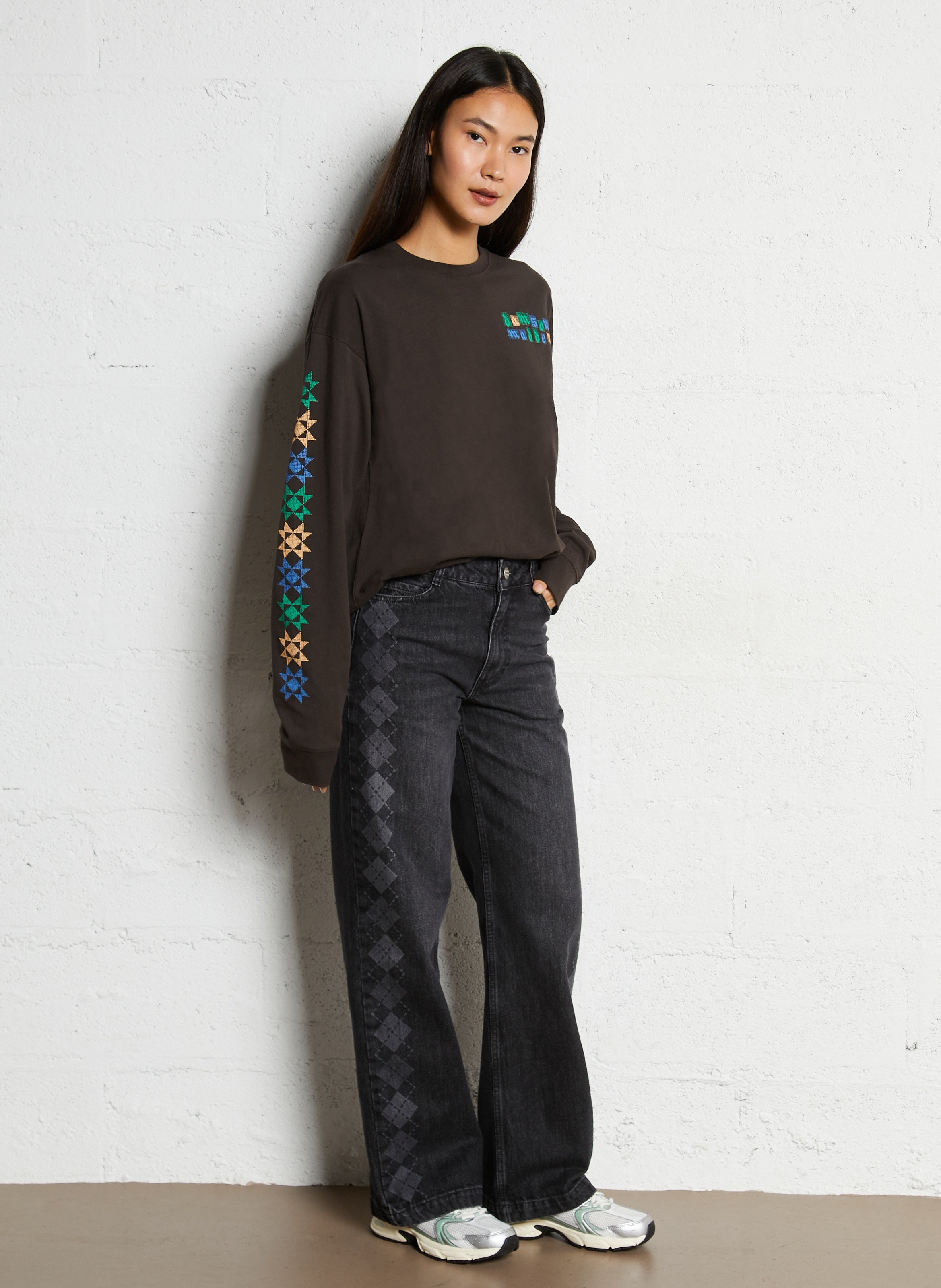 Straight round neck t-shirt with printed back DAMSON MADDER Brown